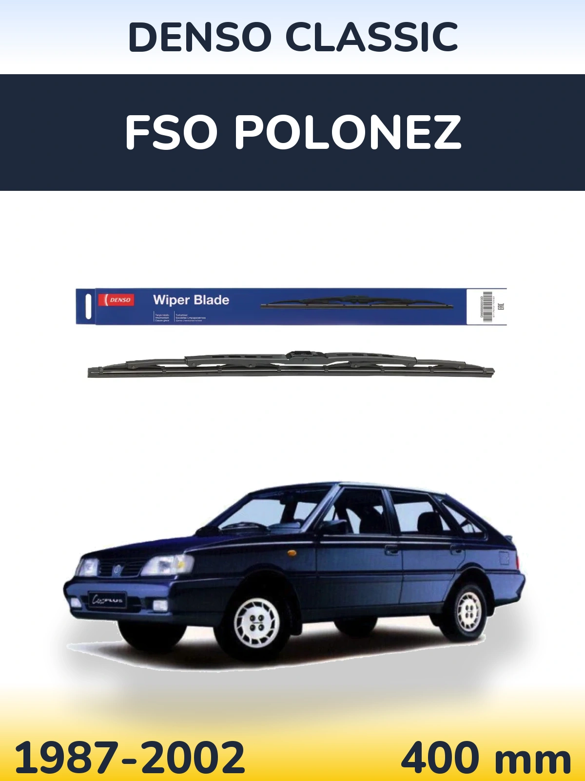 Rear wiper blade Denso Classic 400 mm for FSO Polonez 1987-2002