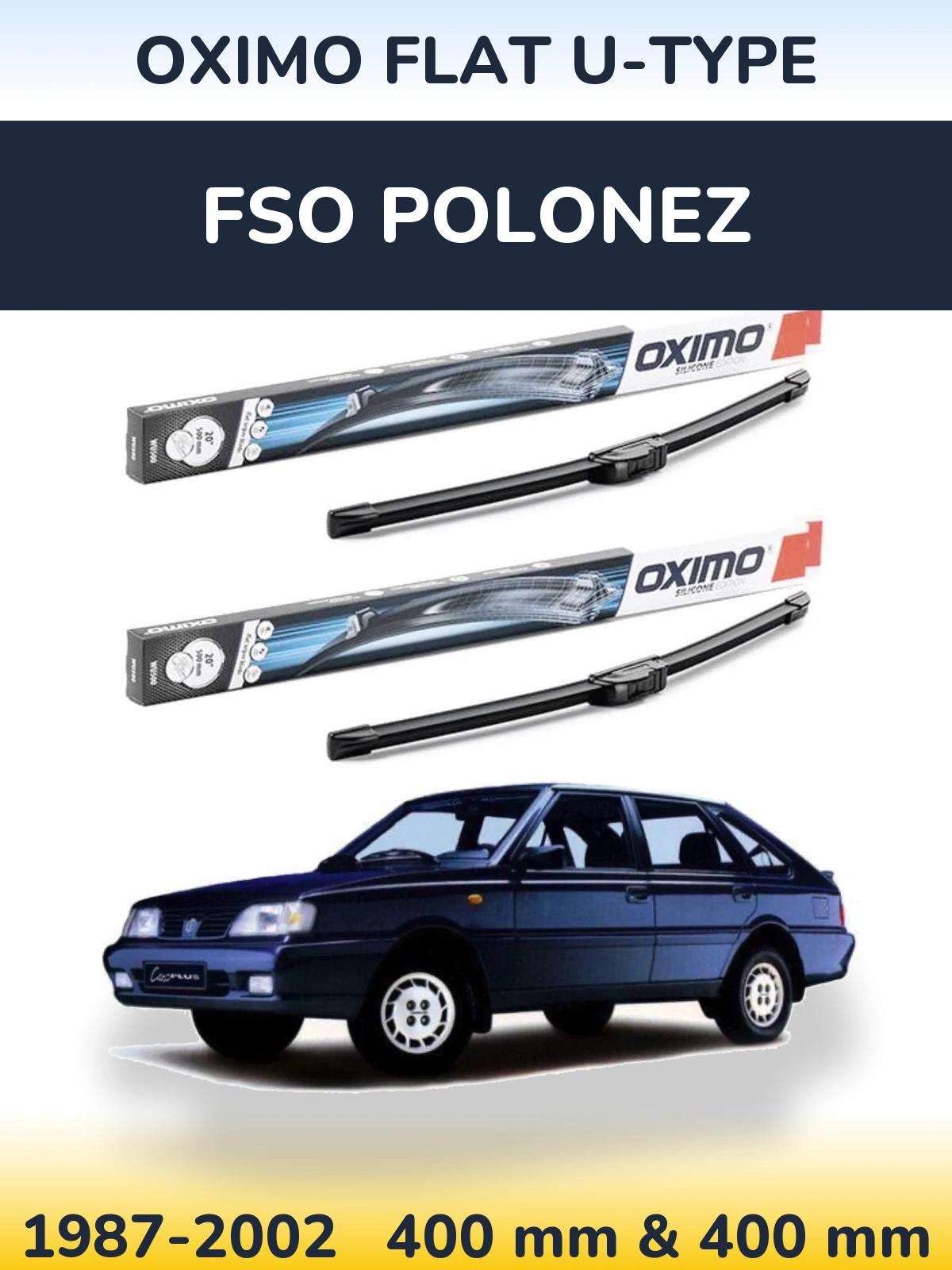 Комплект передних дворников Oximo Flat U-type 400 & 400 мм для FSO Polonez 1987-2002