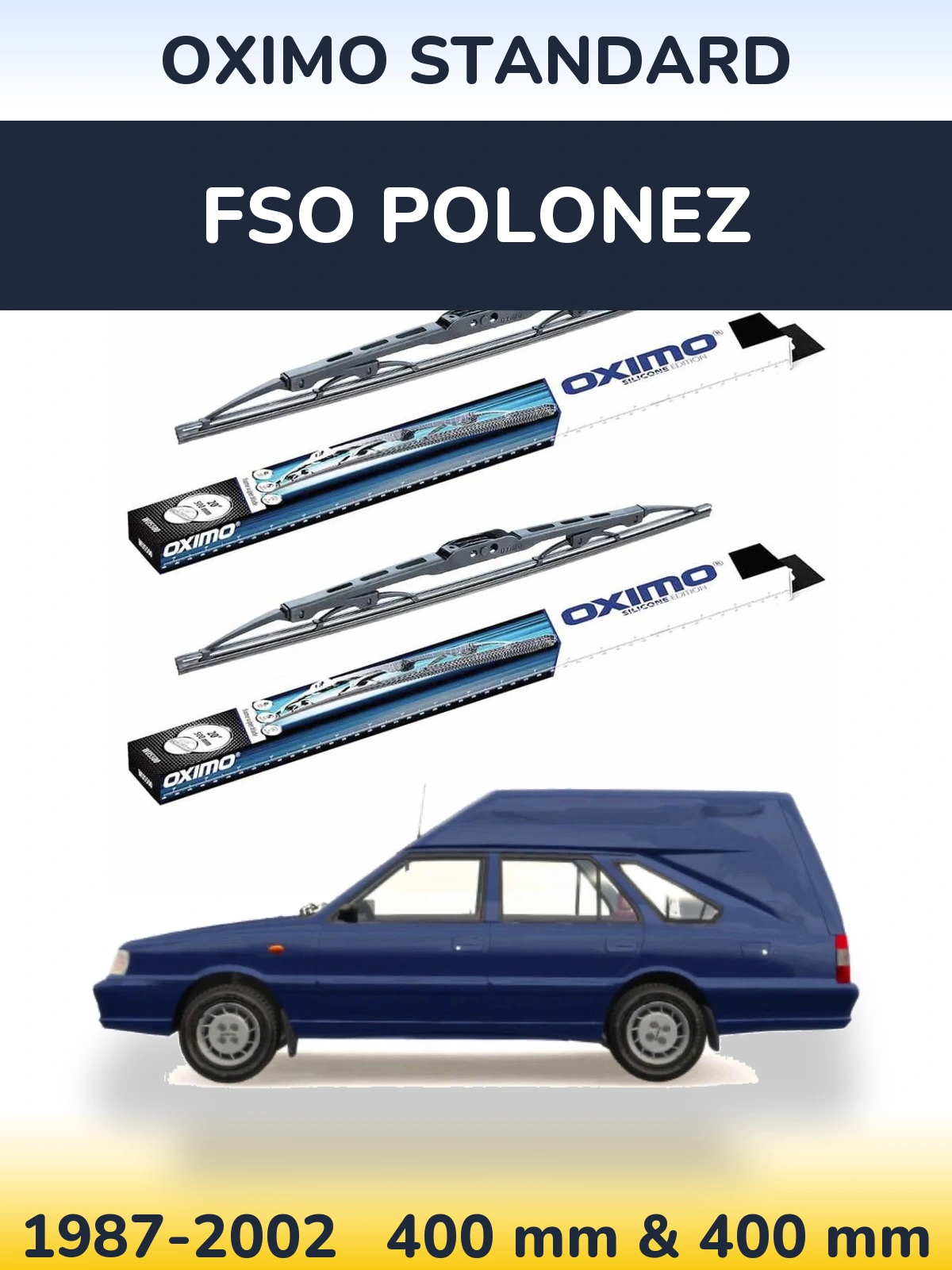 Front wiper blade set Oximo Standard 400 & 400 mm for FSO Polonez 1987-2002