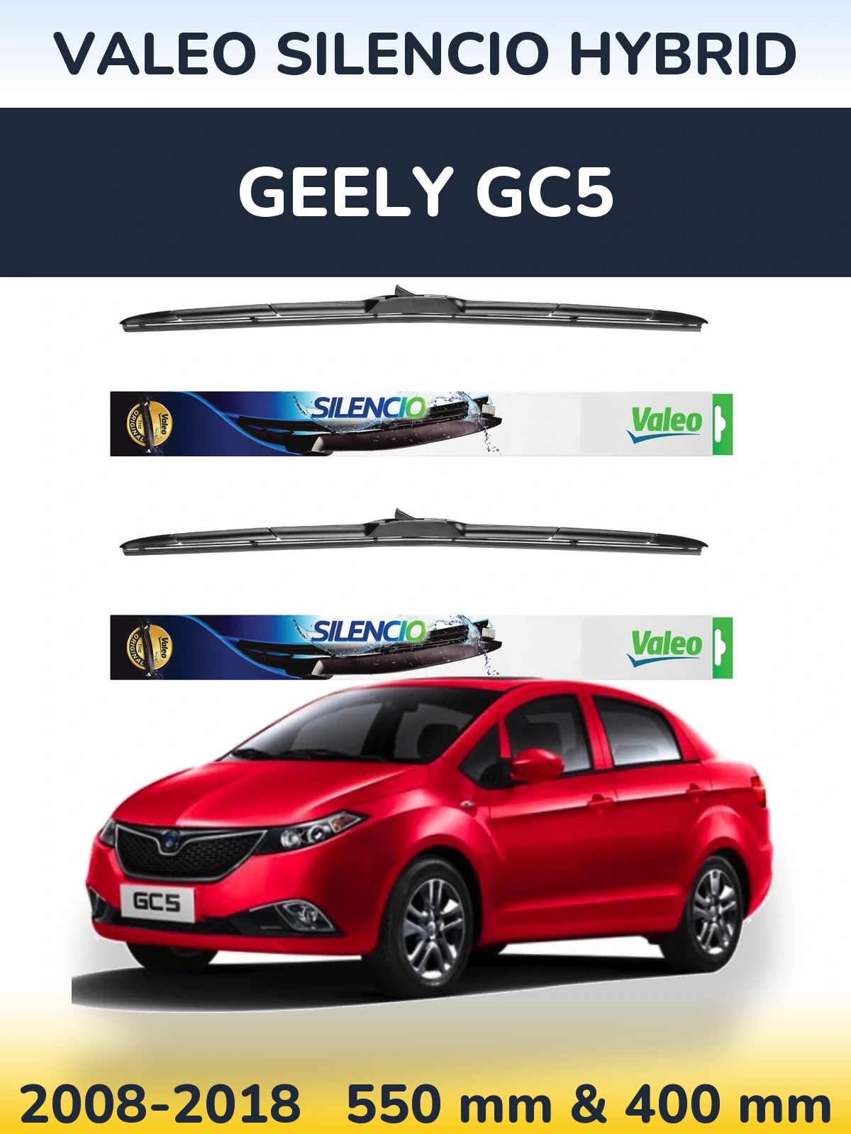 Комплект передних дворников Valeo Silencio Hybrid 550 & 400 мм для Geely GC5 2008-2018