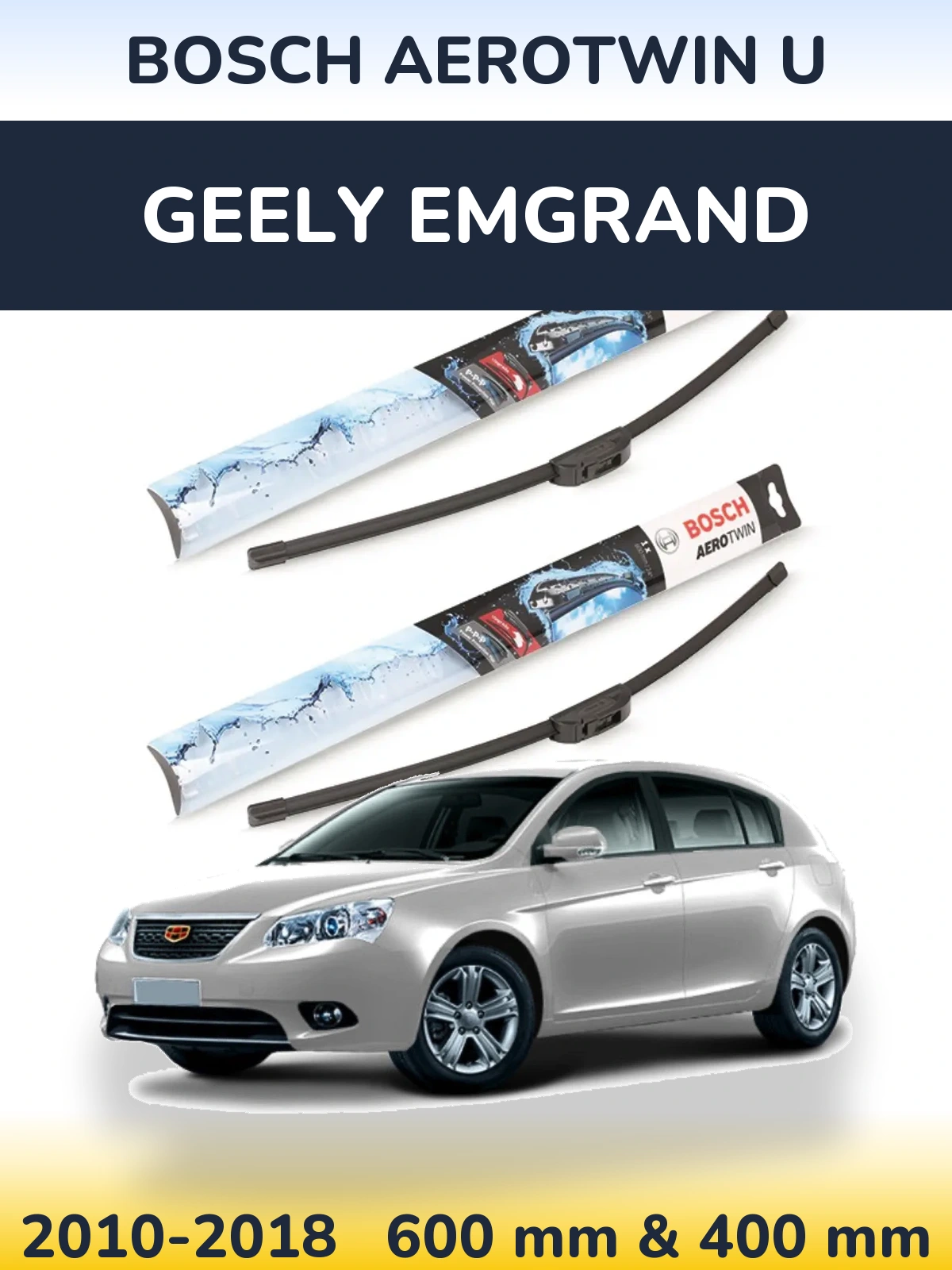 Komplet przednich wycieraczek BOSCH AeroTwin U 600 & 400 mm do Geely Emgrand 2010-2018