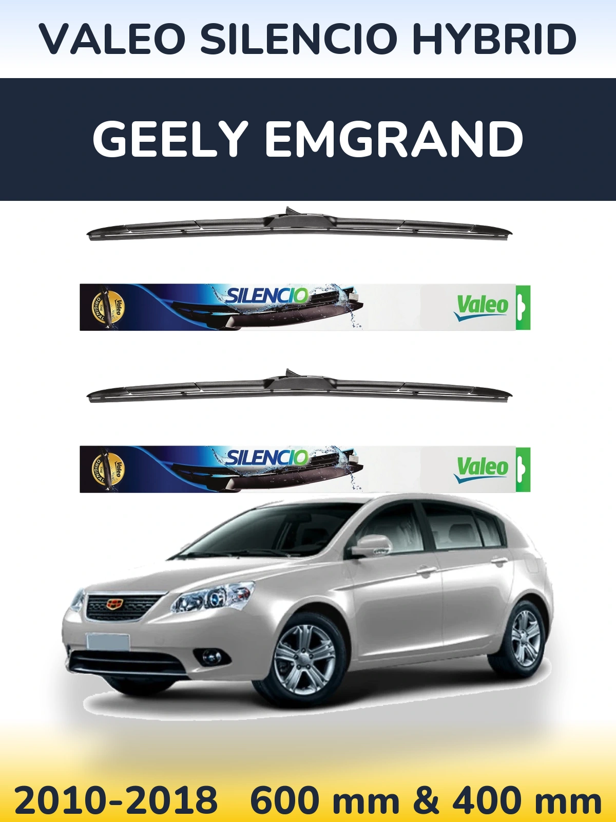 Komplet przednich wycieraczek Valeo Silencio Hybrid 600 & 400 mm do Geely Emgrand 2010-2018