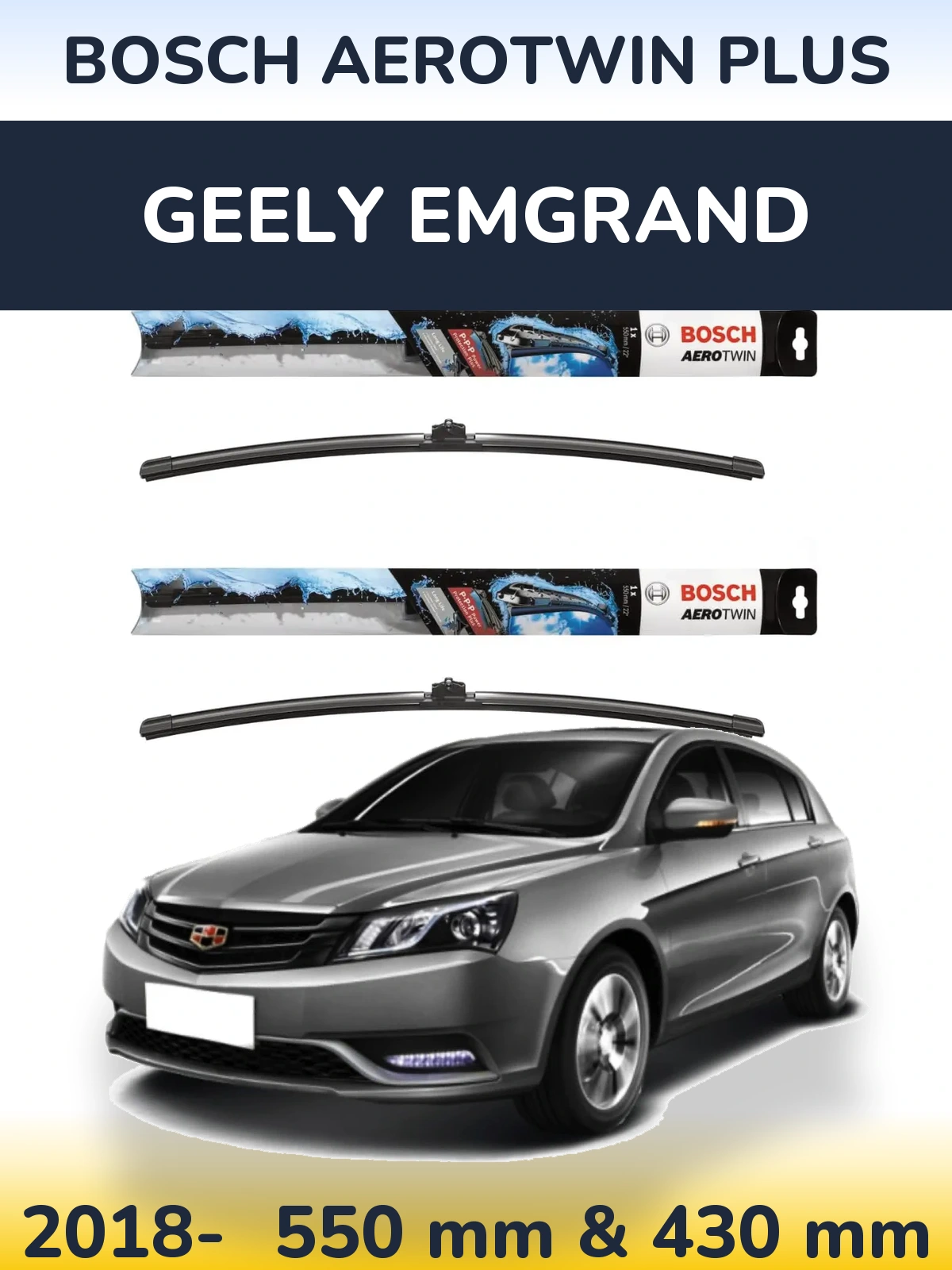 Komplet przednich wycieraczek BOSCH AeroTwin Plus 550 & 430 mm do Geely Emgrand 2018-2026