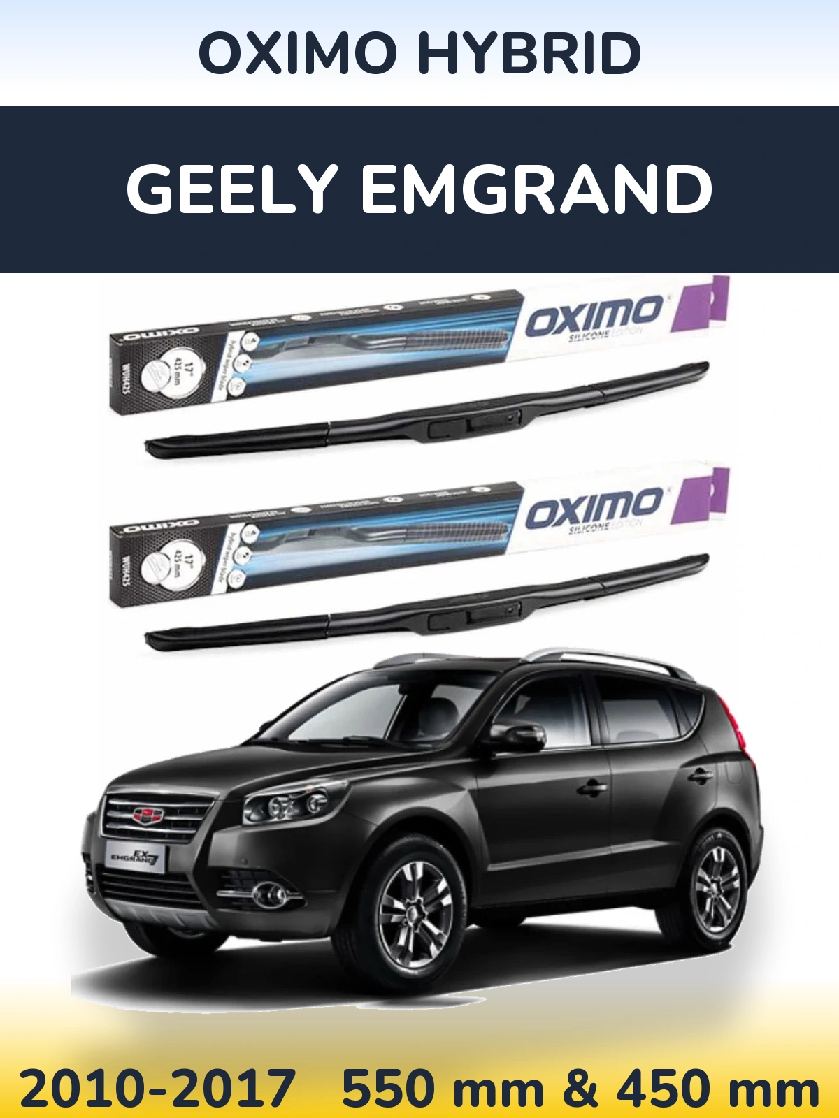 Front wiper blade set Oximo Hybrid 550 & 450 mm for Geely Emgrand 2010-2017