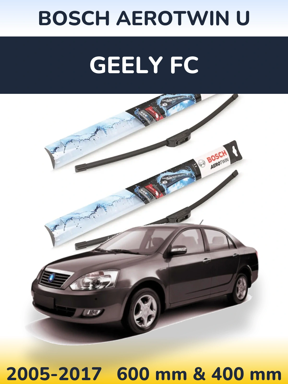 Komplet przednich wycieraczek BOSCH AeroTwin U 600 & 400 mm do Geely FC 2005-2017