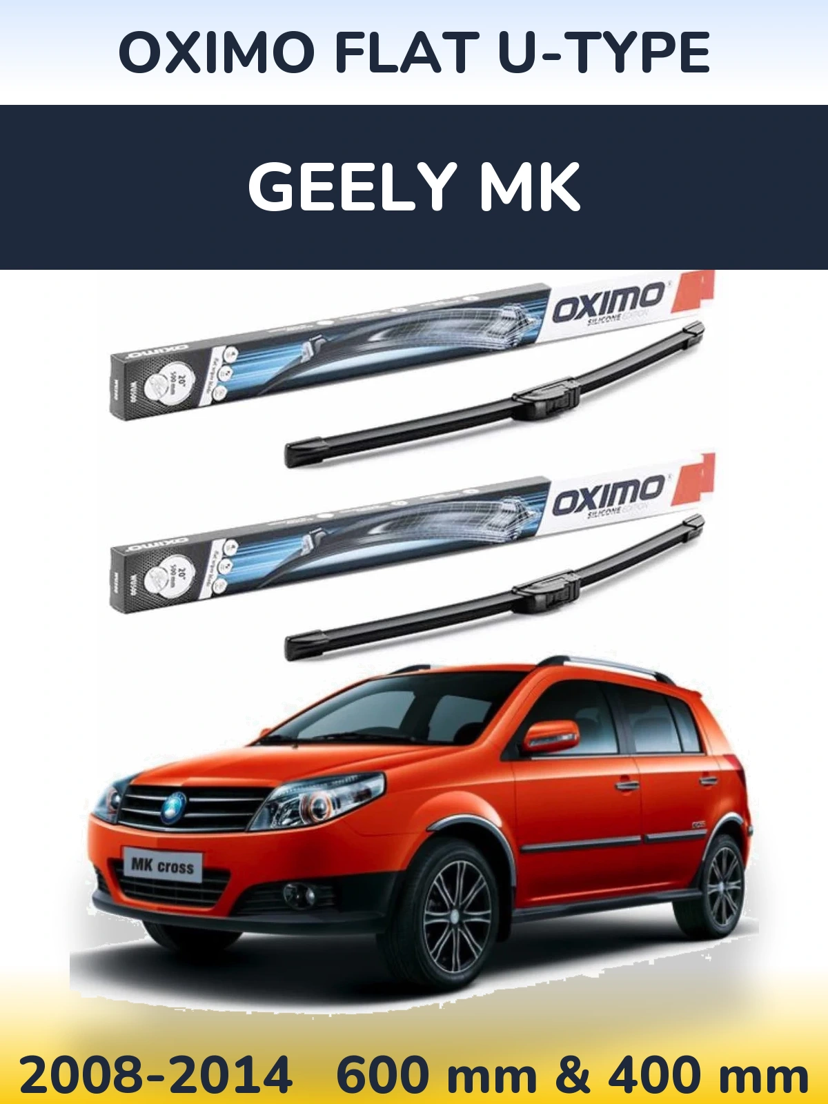 Komplet przednich wycieraczek Oximo Flat U-type 600 & 400 mm do Geely MK 2008-2014