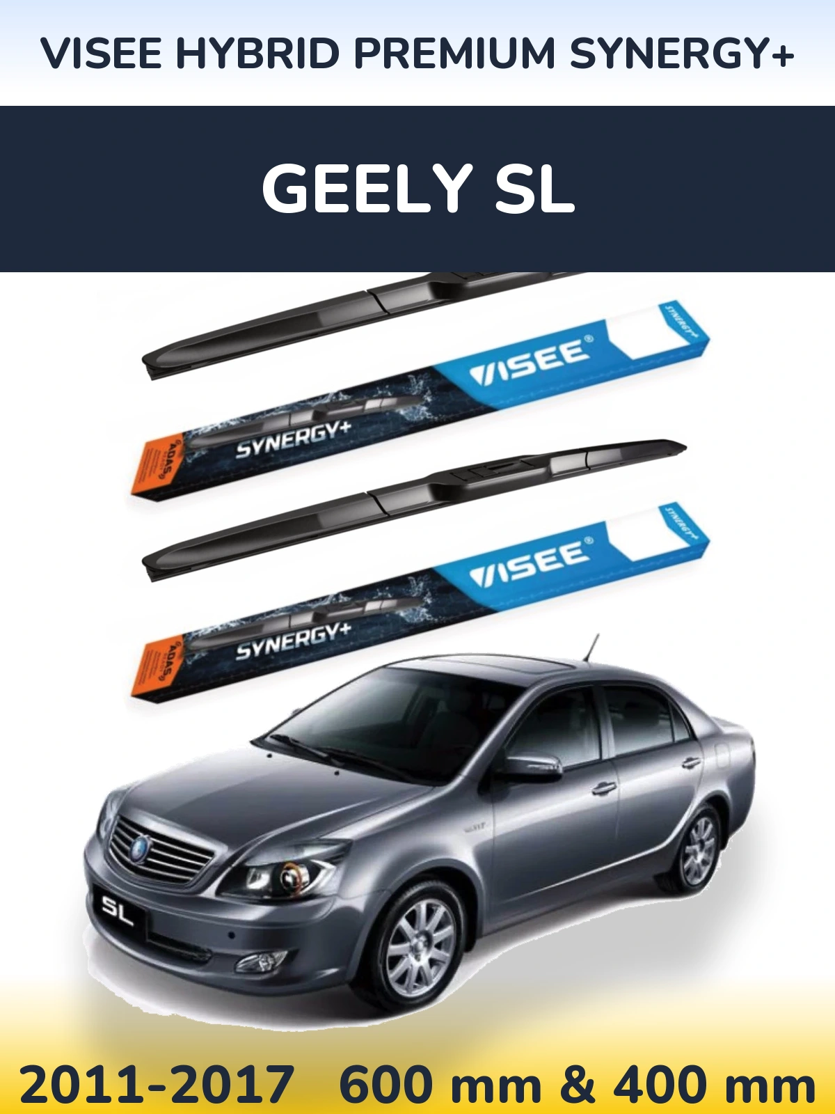Комплект передних дворников VISEE HYBRID PREMIUM SYNERGY+ 600 & 400 мм для Geely SL 2011-2017