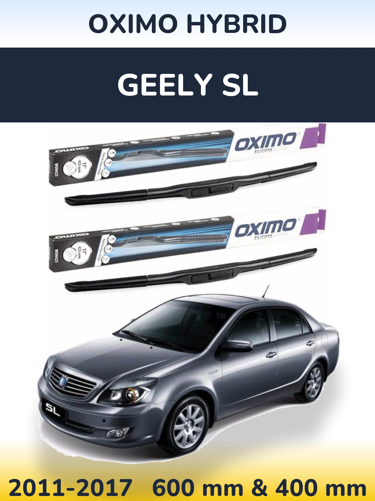 Комплект передних дворников Oximo Hybrid 600 & 400 мм для Geely SL 2011-2017