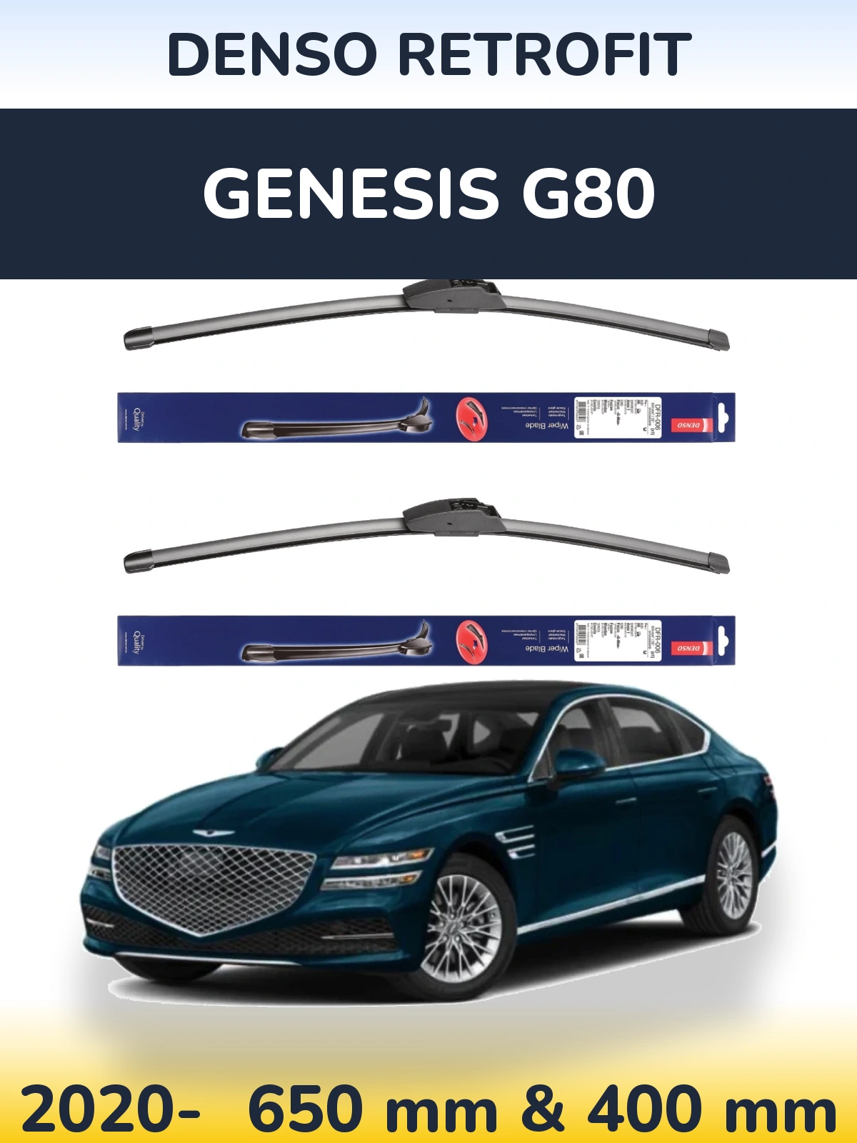 Комплект передних дворников Denso Retrofit 650 & 400 мм для Genesis G80 2020-2026