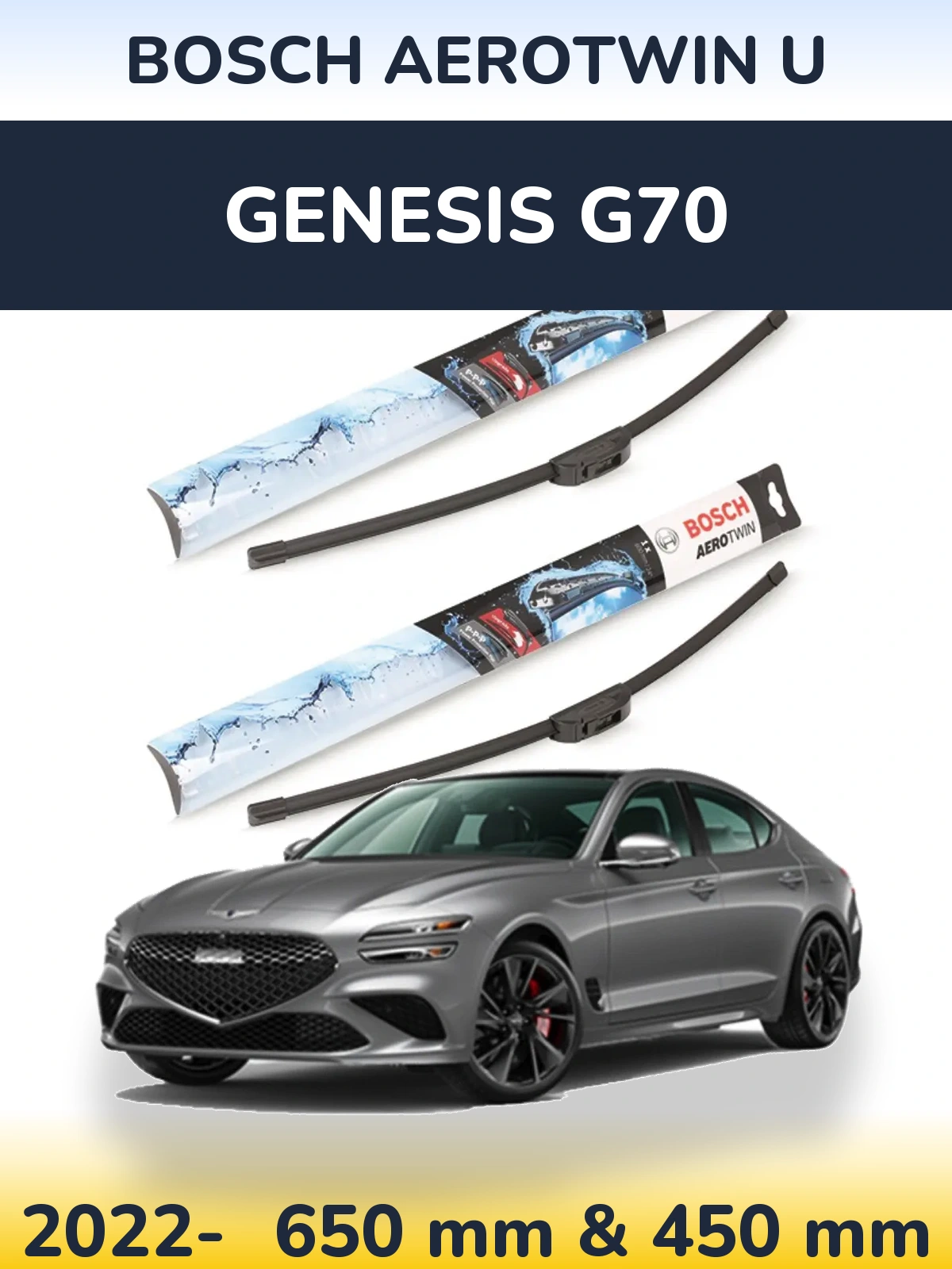 Komplet przednich wycieraczek BOSCH AeroTwin U 650 & 450 mm do Genesis G70 2022-2026