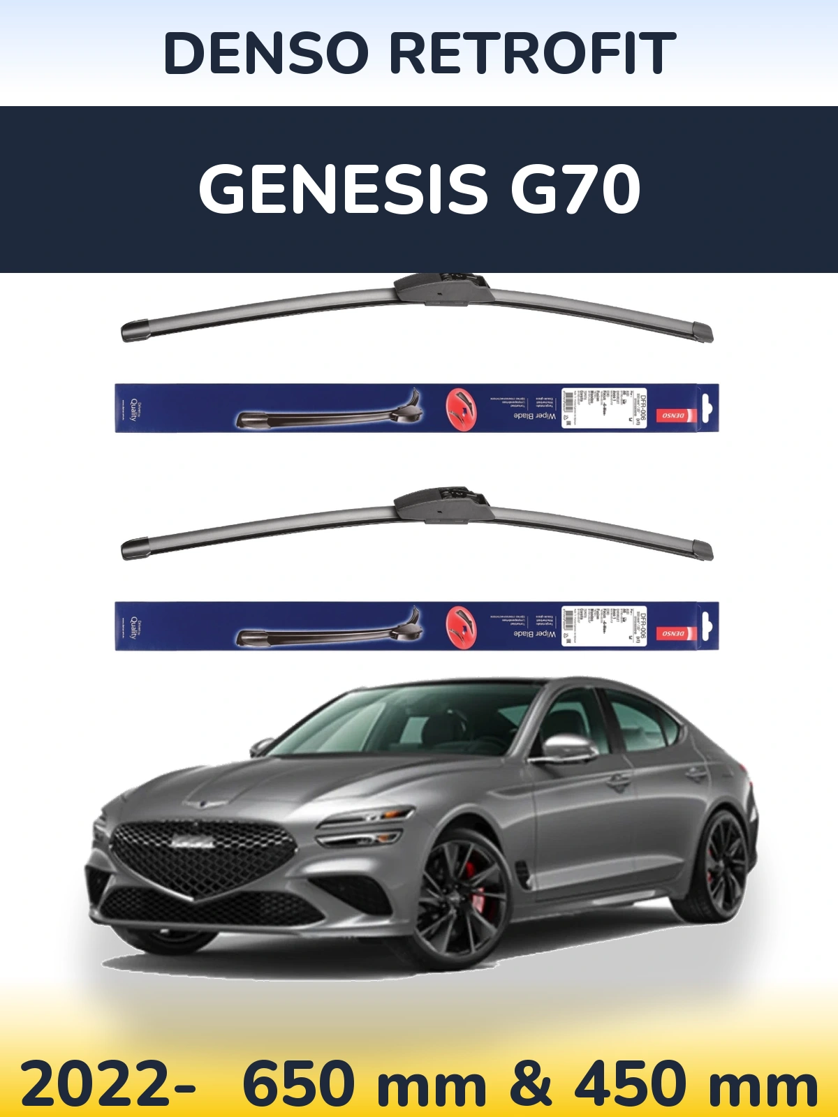 Комплект передних дворников Denso Retrofit 650 & 450 мм для Genesis G70 2022-2026