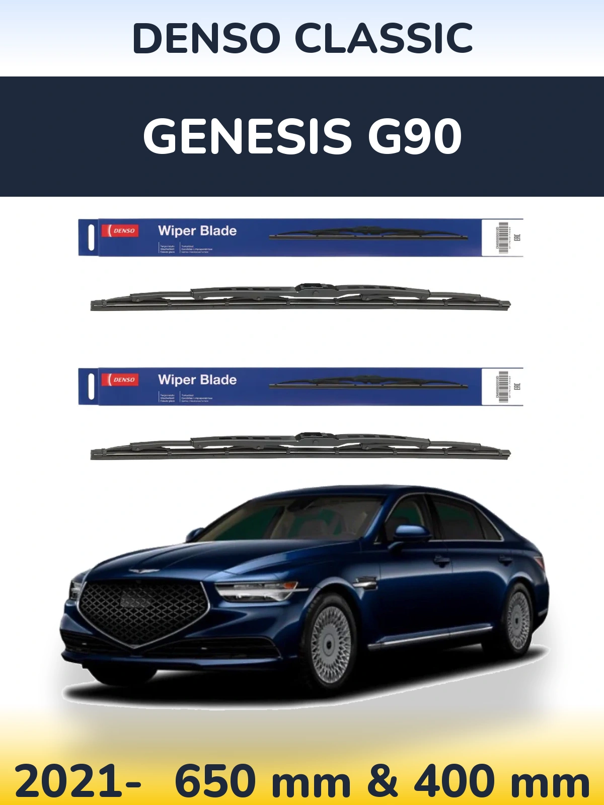 Komplet przednich wycieraczek Denso Classic 650 & 400 mm do Genesis G90 2021-2026