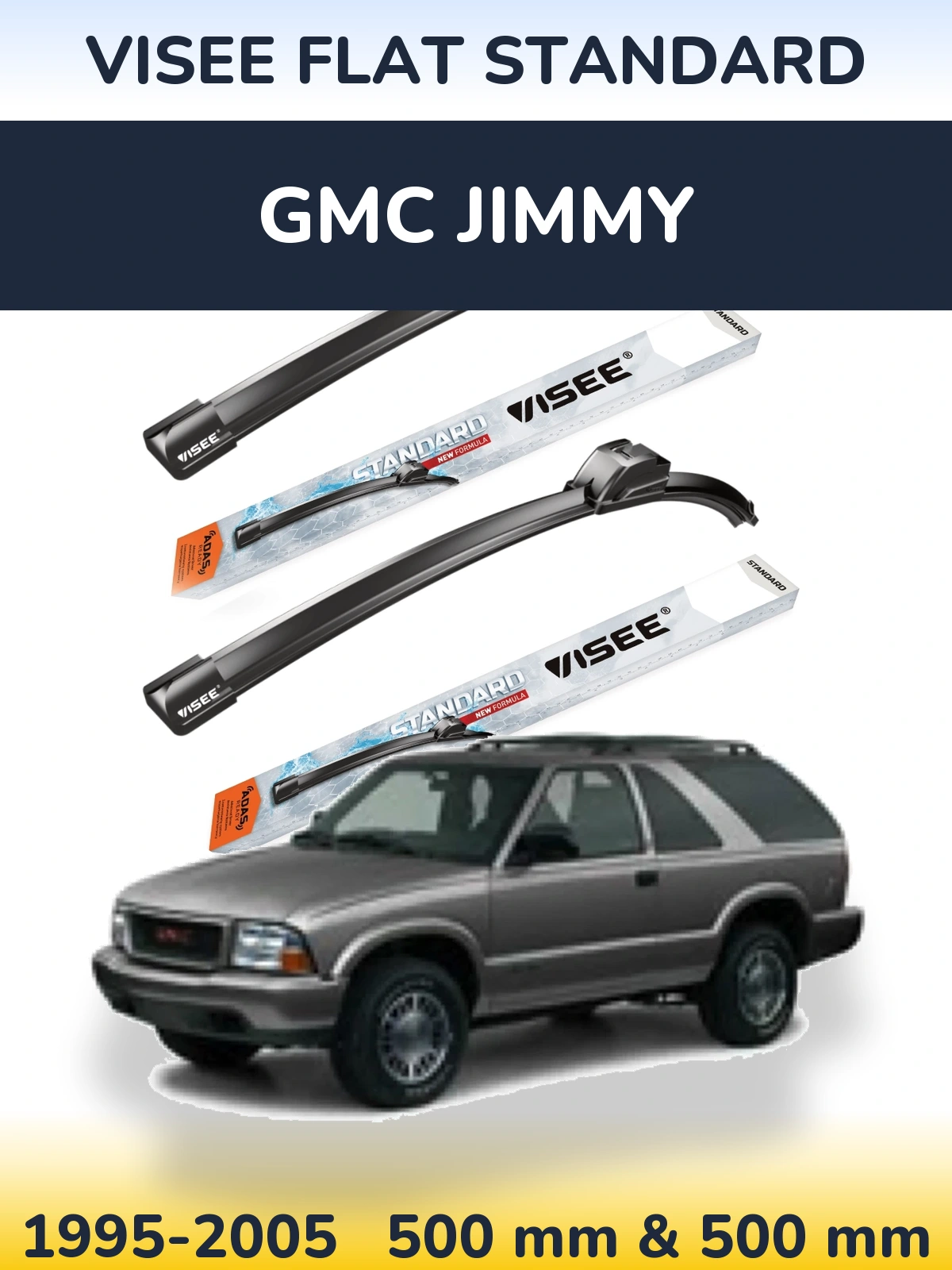 Комплект передних дворников VISEE FLAT STANDARD 500 & 500 мм для GMC Jimmy 1995-2005