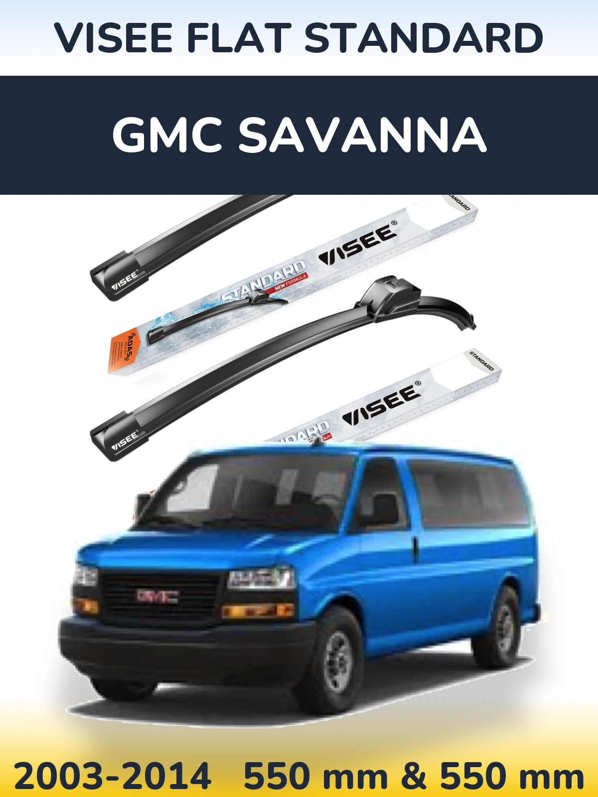 Комплект передних дворников VISEE FLAT STANDARD 550 & 550 мм для GMC Savanna 2003-2014