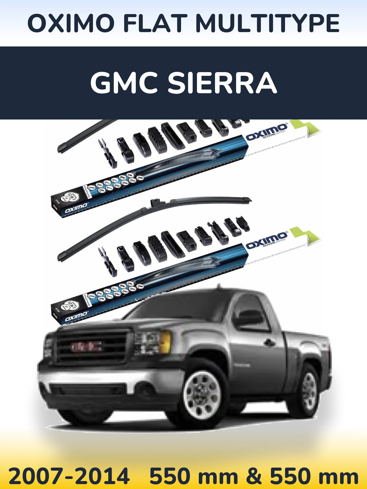 Комплект передних дворников Oximo Flat MultiТипe 550 & 550 мм для GMC Sierra 2007-2014
