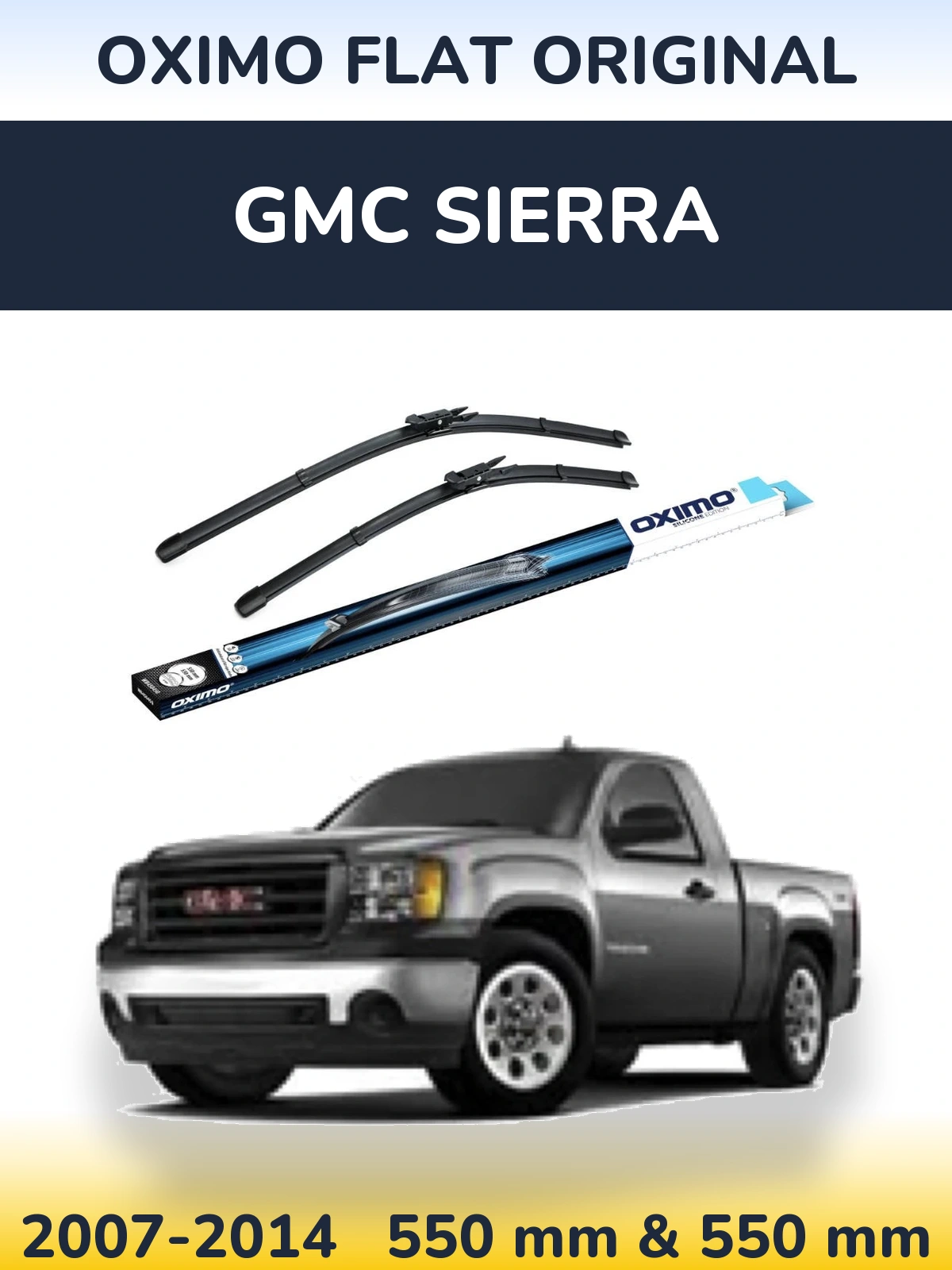 Front wiper blade set Oximo Flat Original 550 & 550 mm for GMC Sierra 2007-2014