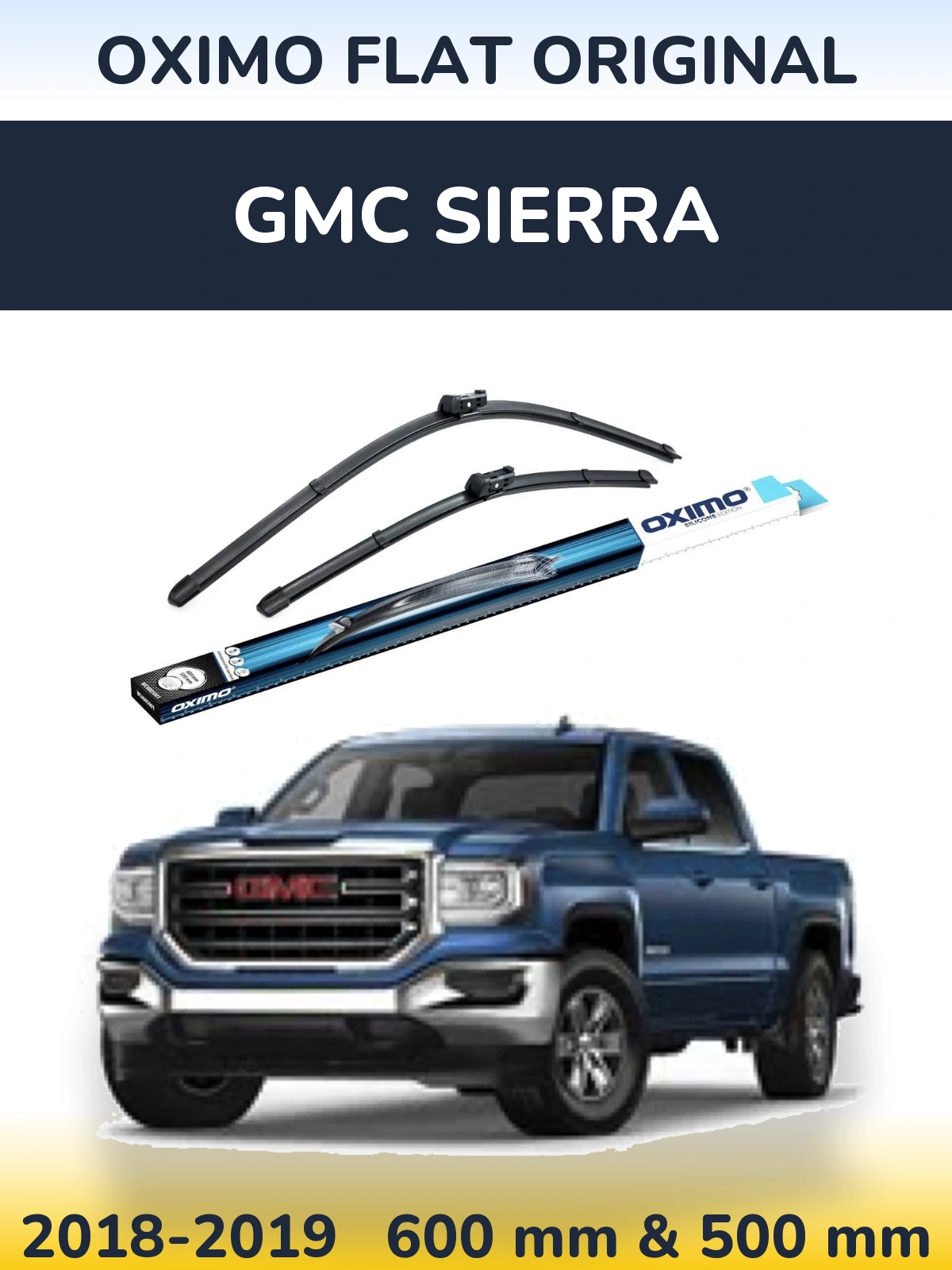 Комплект передних дворников Oximo Flat Original 600 & 500 мм для GMC Sierra 2018-2019