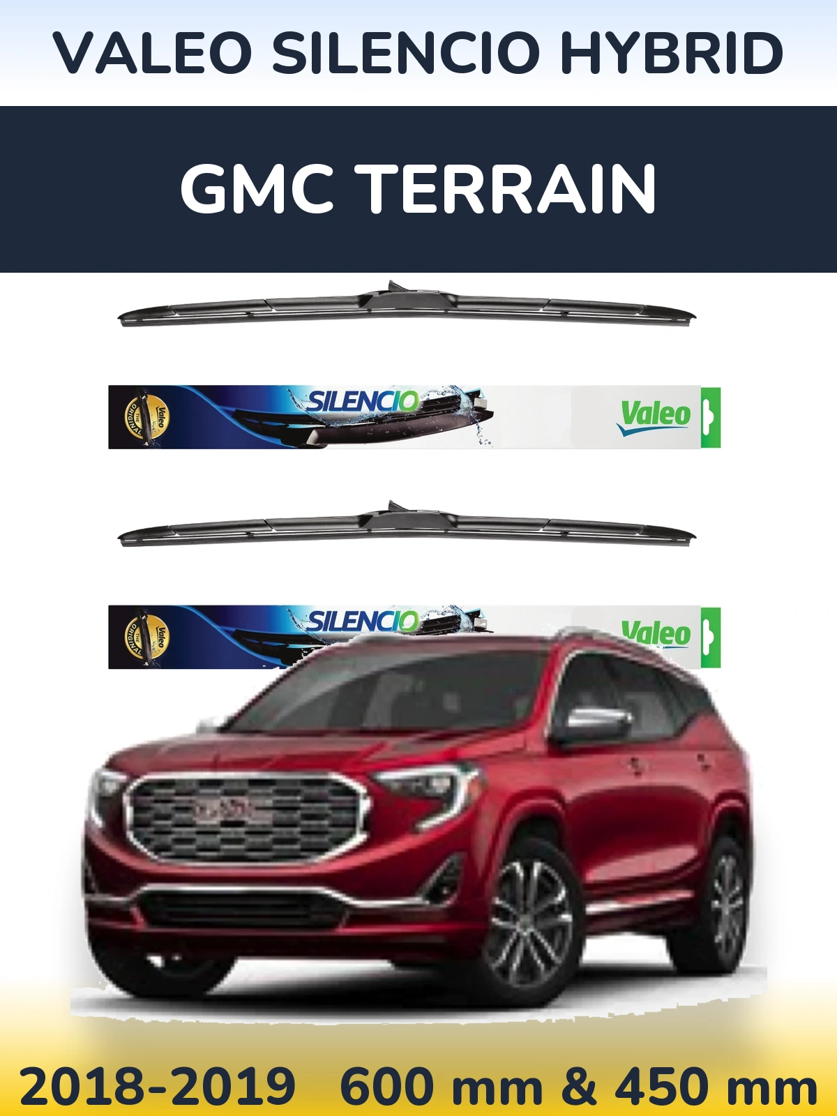 Комплект передніх щіток Valeo Silencio Hybrid 600 & 450 мм для GMC Terrain 2018-2019