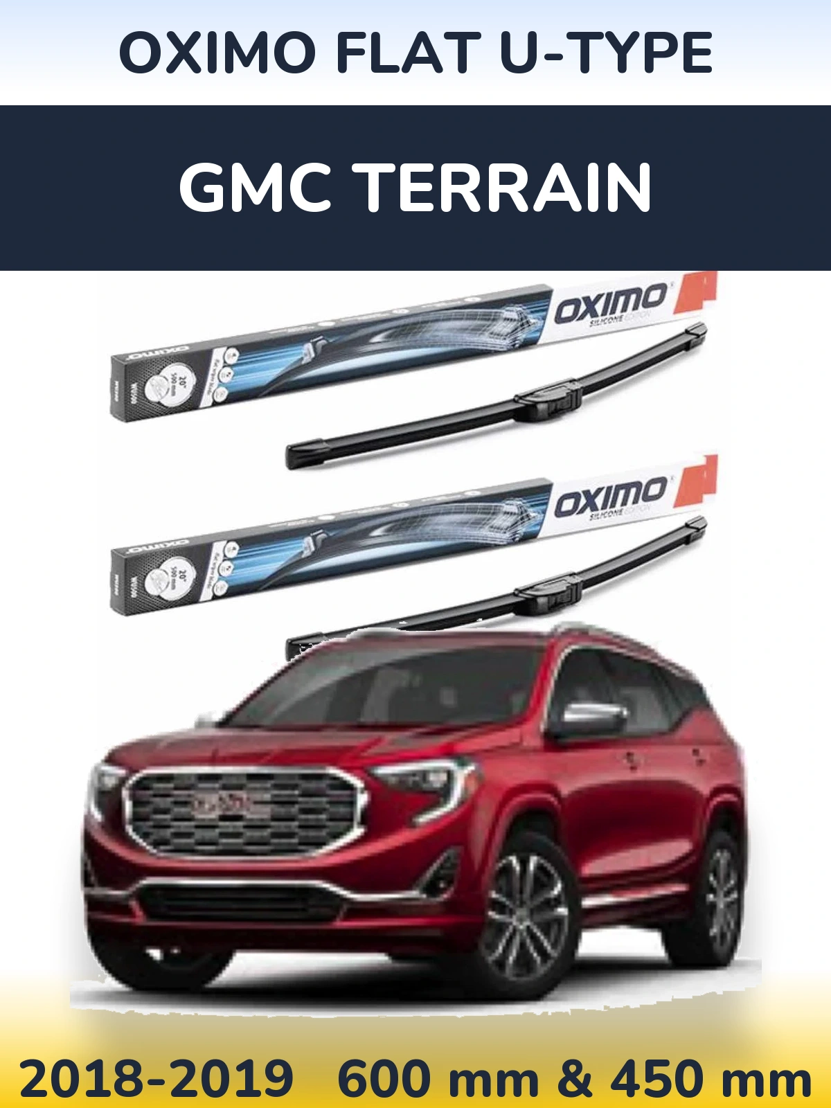 Комплект передніх щіток Oximo Flat U-type 600 & 450 мм для GMC Terrain 2018-2019