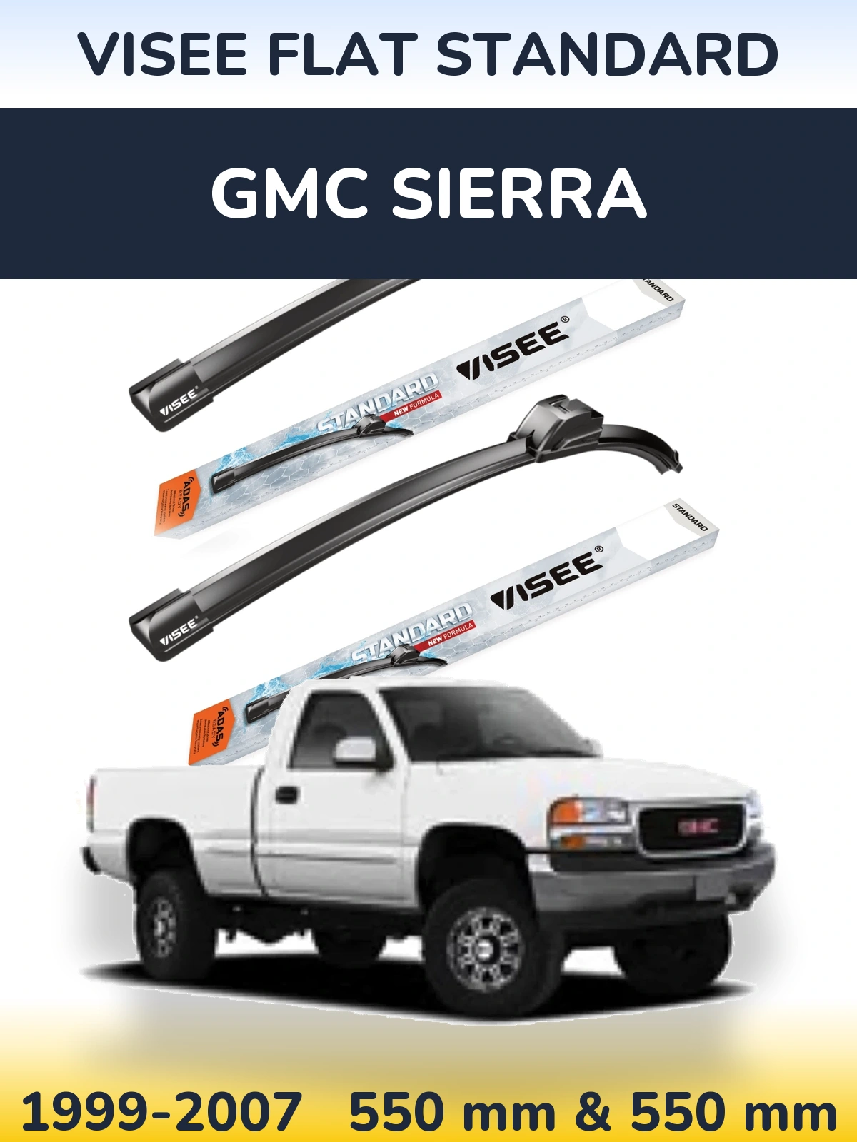 Комплект передних дворников VISEE FLAT STANDARD 550 & 550 мм для GMC Sierra 1999-2007