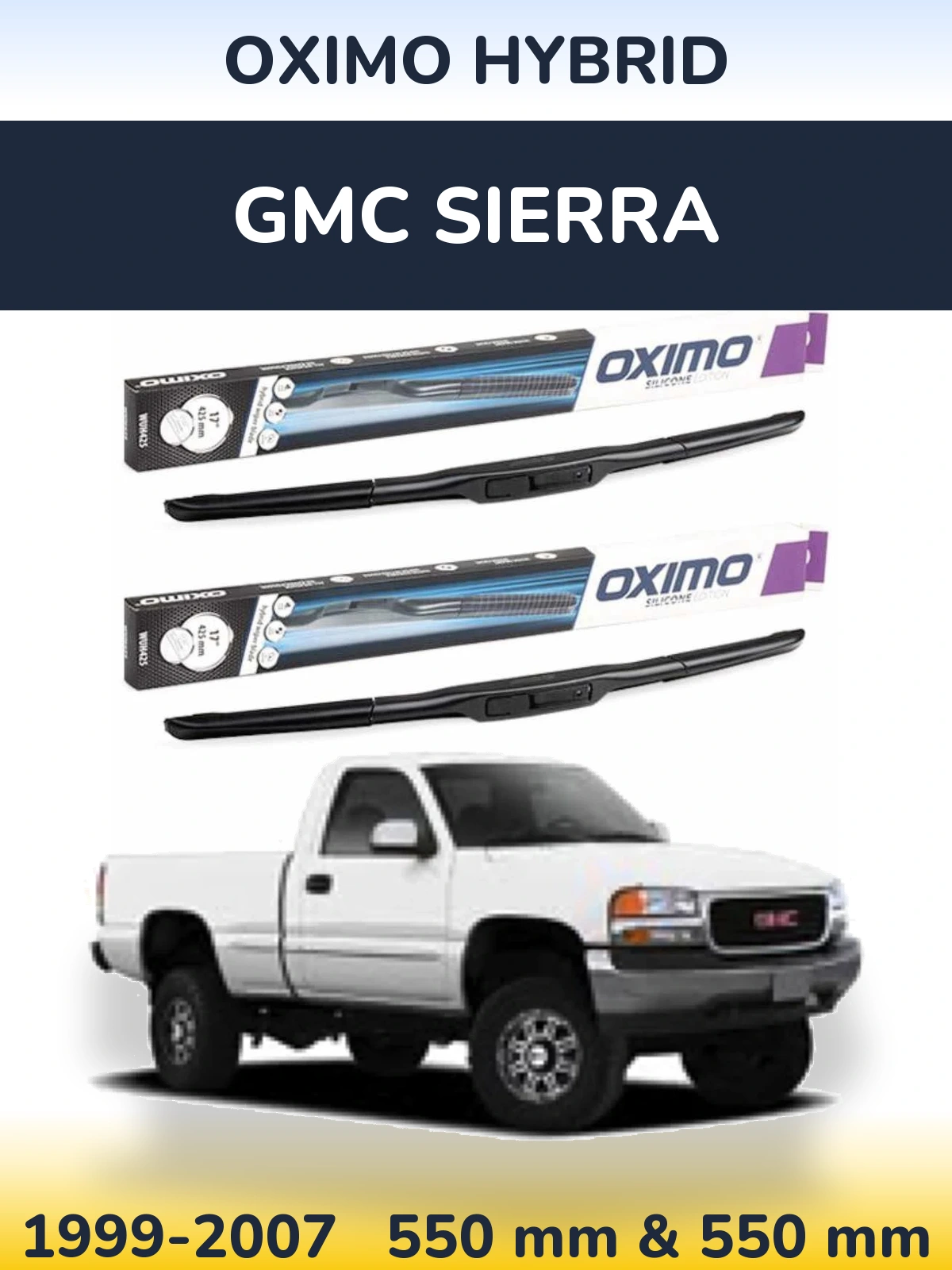 Комплект передних дворников Oximo Hybrid 550 & 550 мм для GMC Sierra 1999-2007