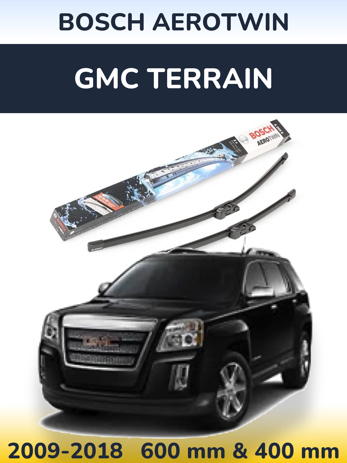 Комплект передніх щіток BOSCH AeroTwin 600 & 400 мм для GMC Terrain 2009-2018