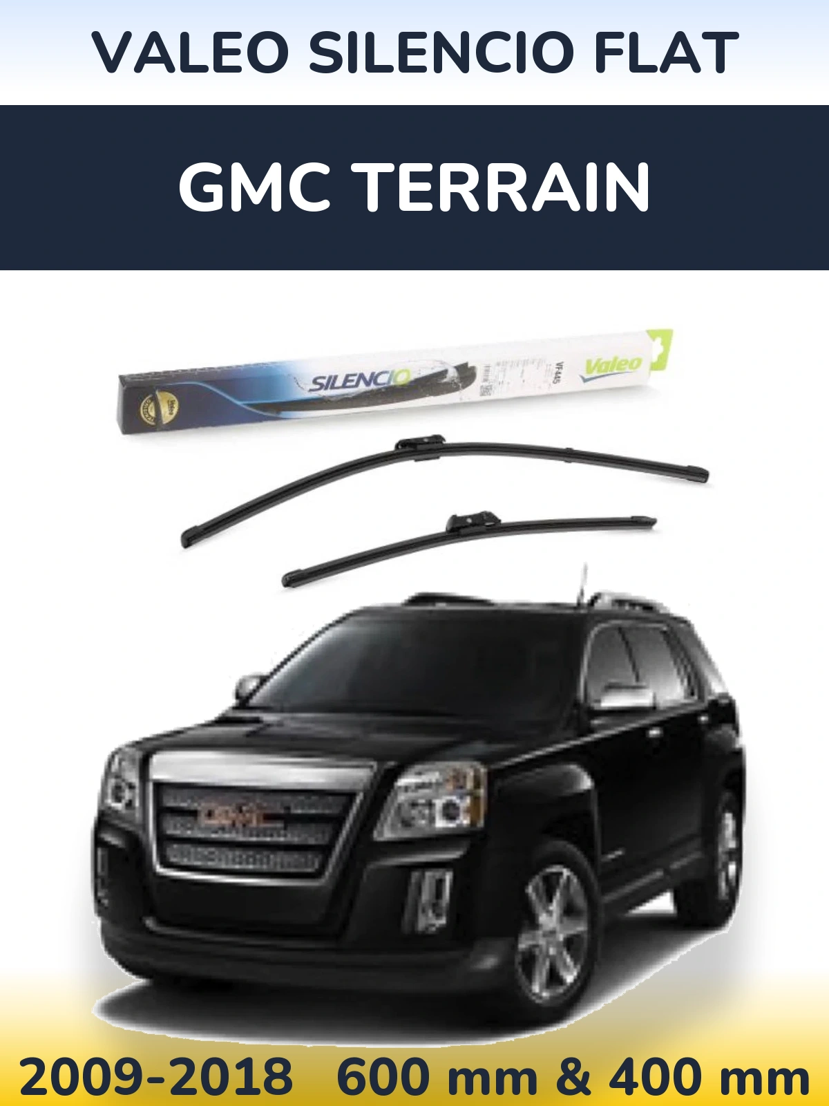 Front wiper blade set Valeo Silencio Flat 600 & 400 mm for GMC Terrain 2009-2018