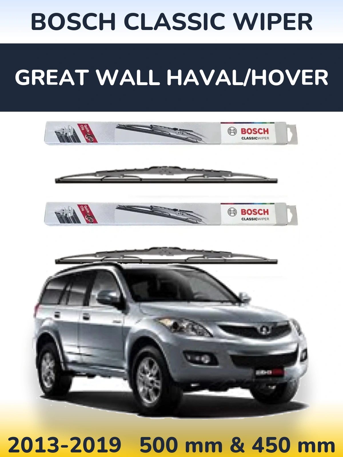 Komplet przednich wycieraczek BOSCH Classic Wiper 500 & 450 mm do Great Wall Haval/Hover 2013-2019