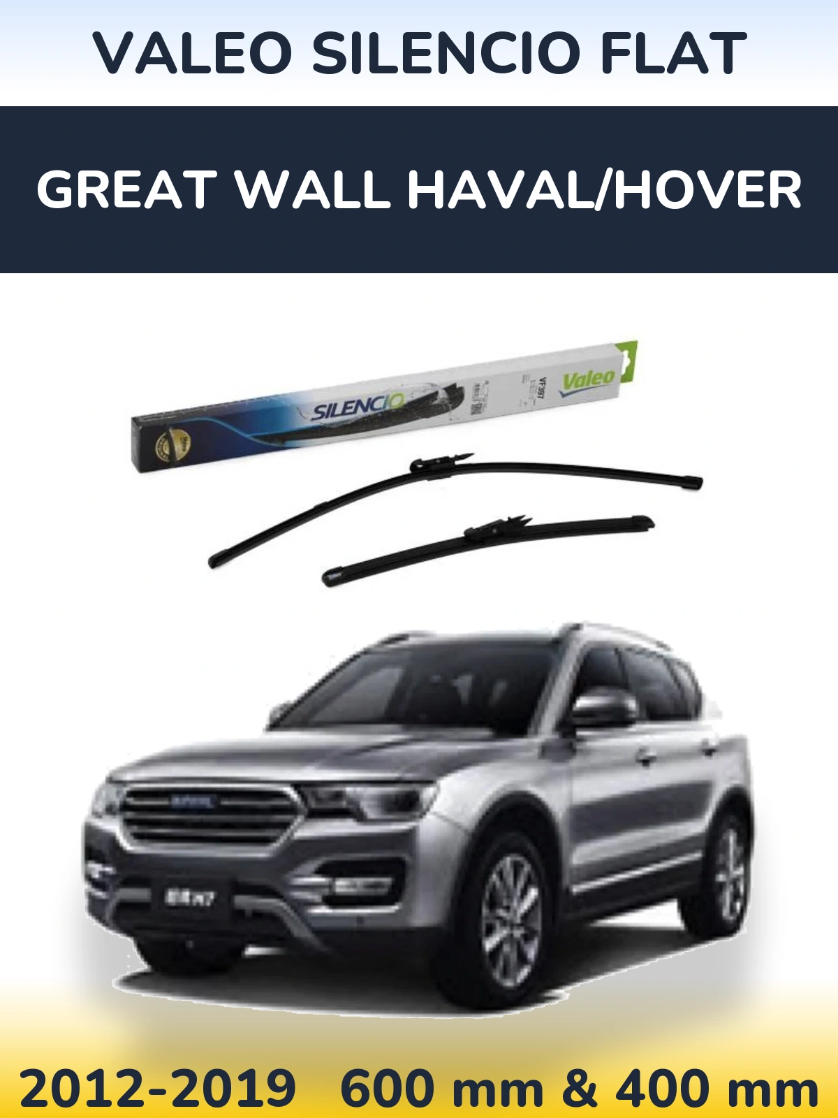 Komplet przednich wycieraczek Valeo Silencio Flat 600 & 380 mm do Great Wall Haval/Hover 2012-2019