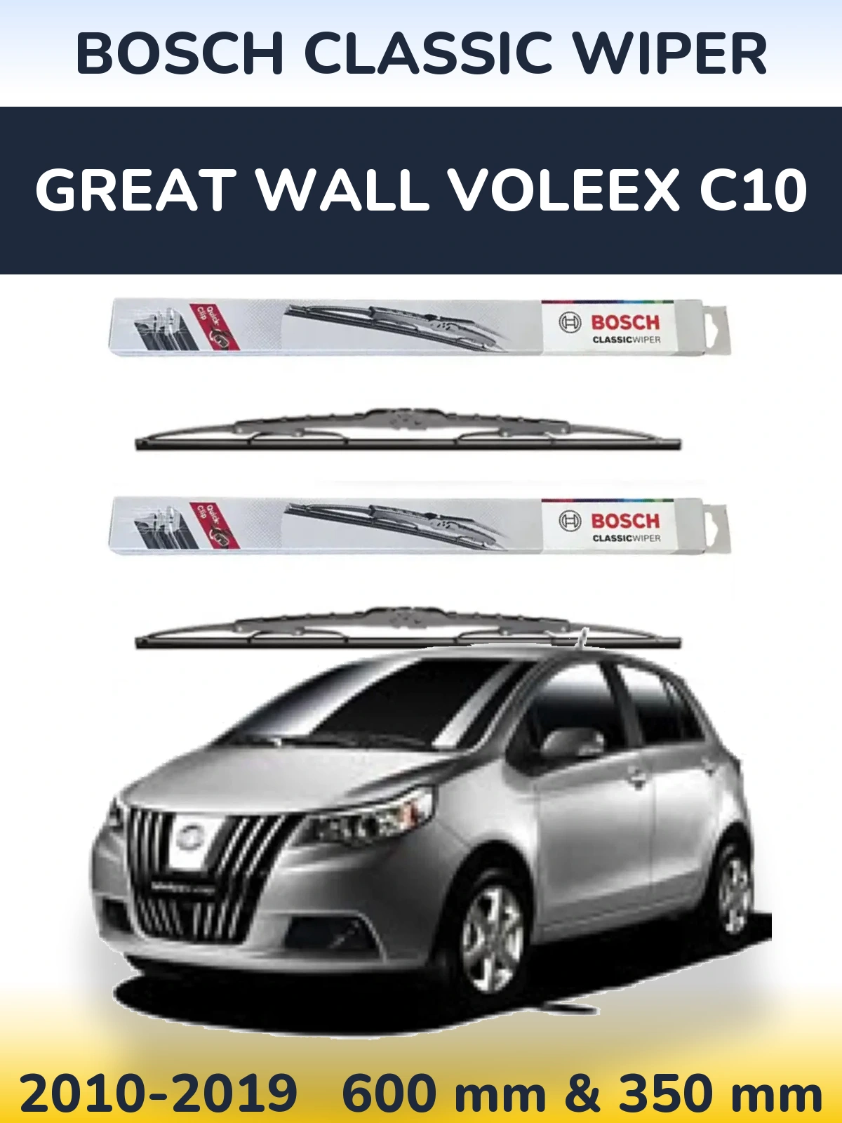 Komplet przednich wycieraczek BOSCH Classic Wiper 600 & 340 mm do Great Wall Voleex C10 2010-2019