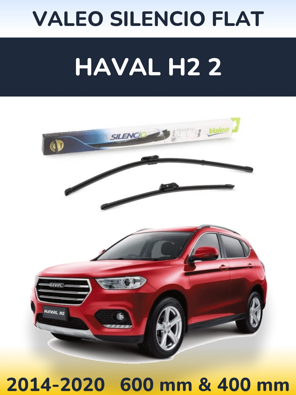 Front wiper blade set Valeo Silencio Flat 600 & 400 mm for Haval H2 2 2014-2020