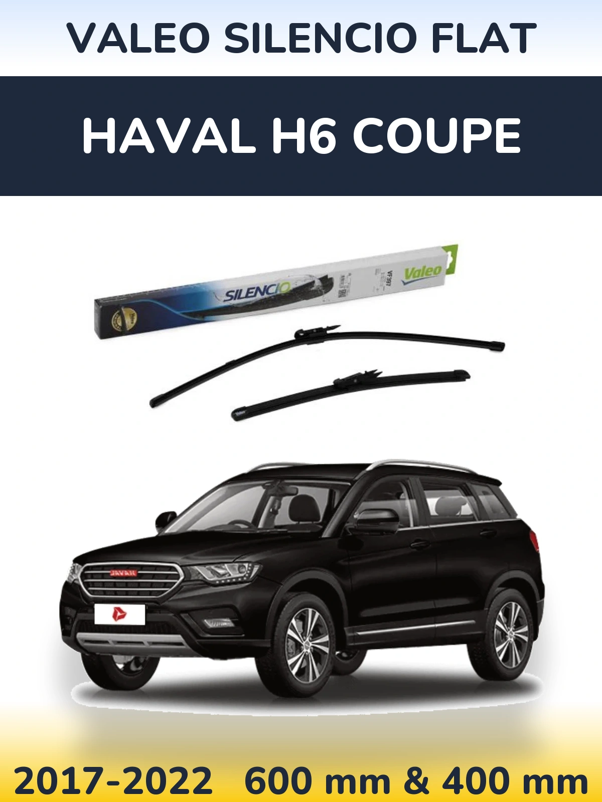 Komplet przednich wycieraczek Valeo Silencio Flat 600 & 380 mm do Haval H6 coupe 2017-2022
