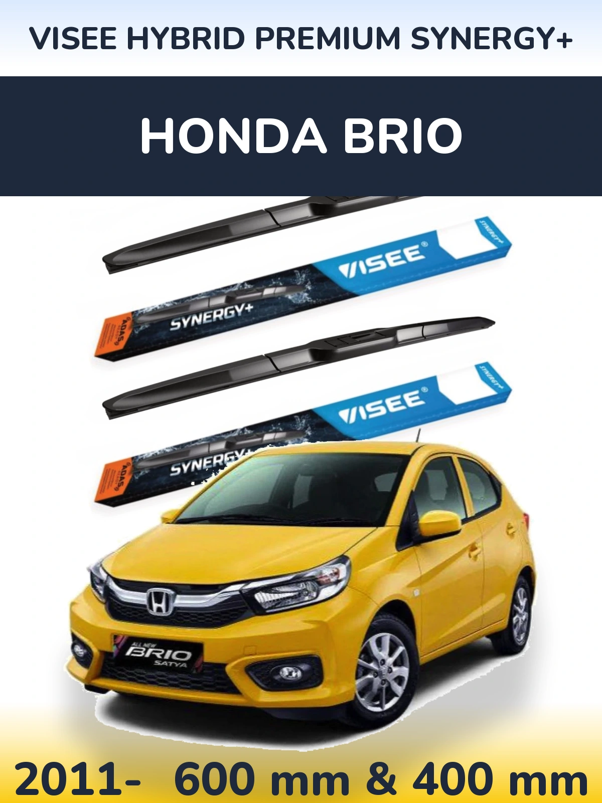 Komplet przednich wycieraczek VISEE HYBRID PREMIUM SYNERGY+ 600 & 400 mm do Honda Brio 2011-2026