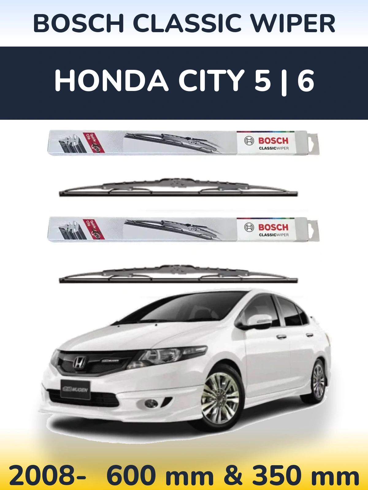 Комплект передніх щіток BOSCH Classic Wiper 600 & 340 мм для Honda City 5 | 6 2008-2026