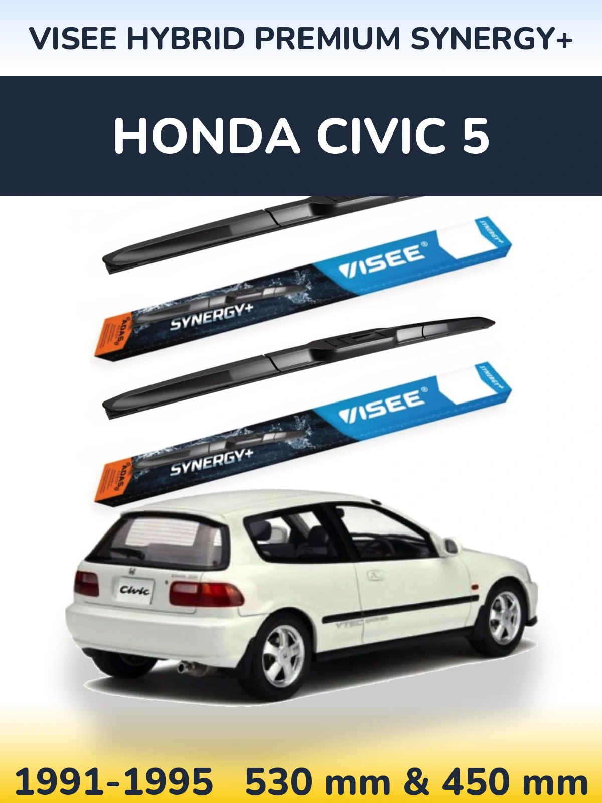 Комплект передних дворников VISEE HYBRID PREMIUM SYNERGY+ 530 & 450 мм для Honda Civic 5 1991-1995