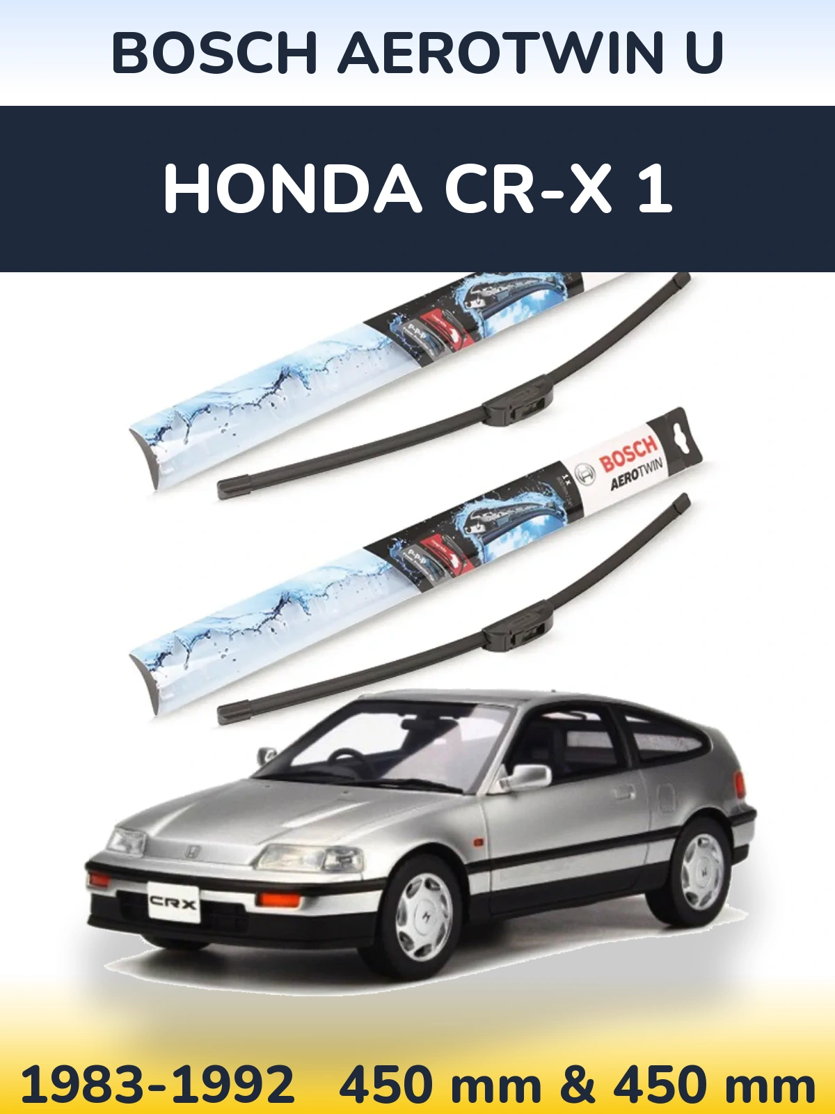 Komplet przednich wycieraczek BOSCH AeroTwin U 450 & 450 mm do Honda CR-X 1 1983-1992