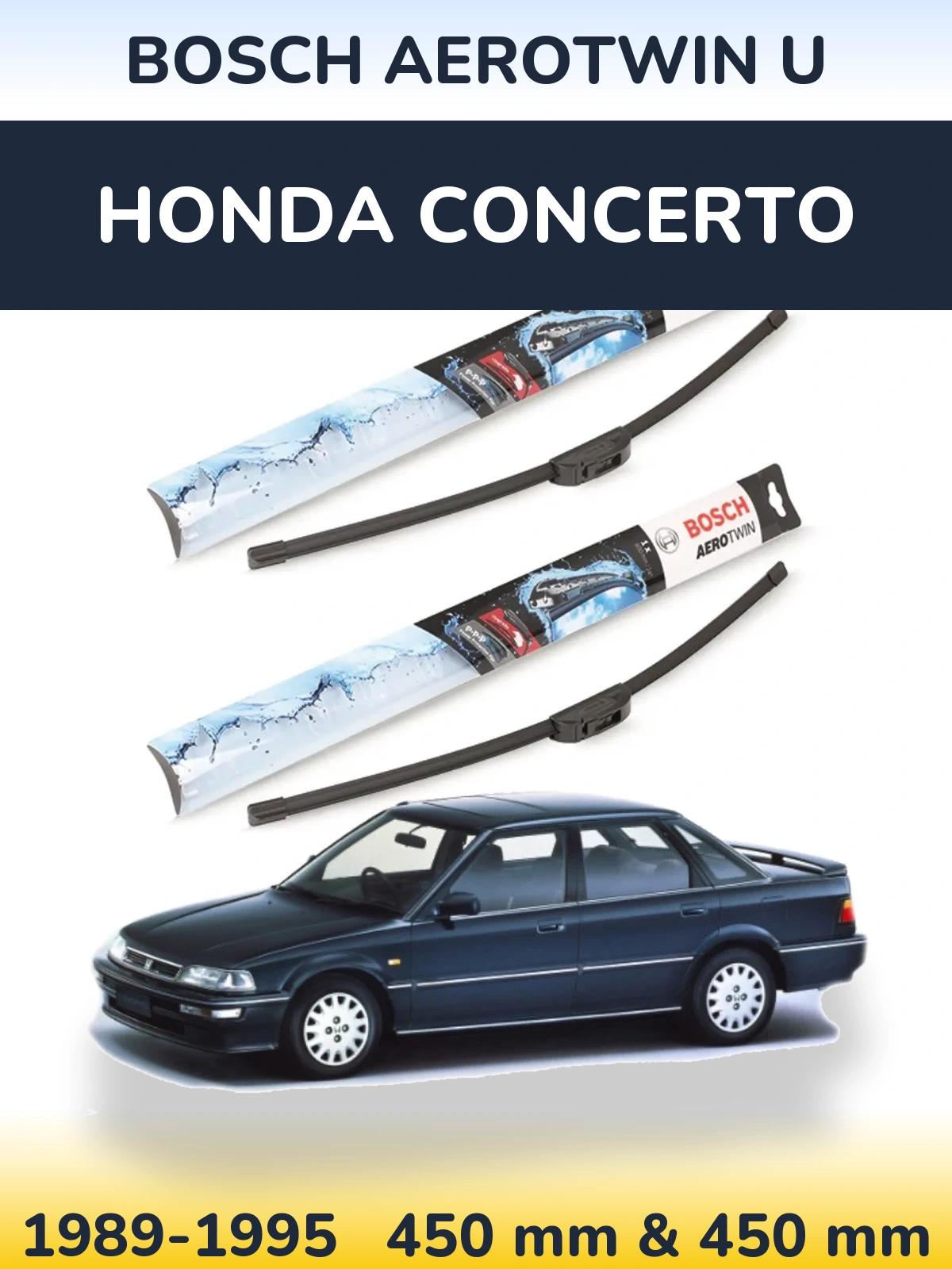 Комплект передних дворников BOSCH AeroTwin U 450 & 450 мм для Honda Concerto 1989-1995