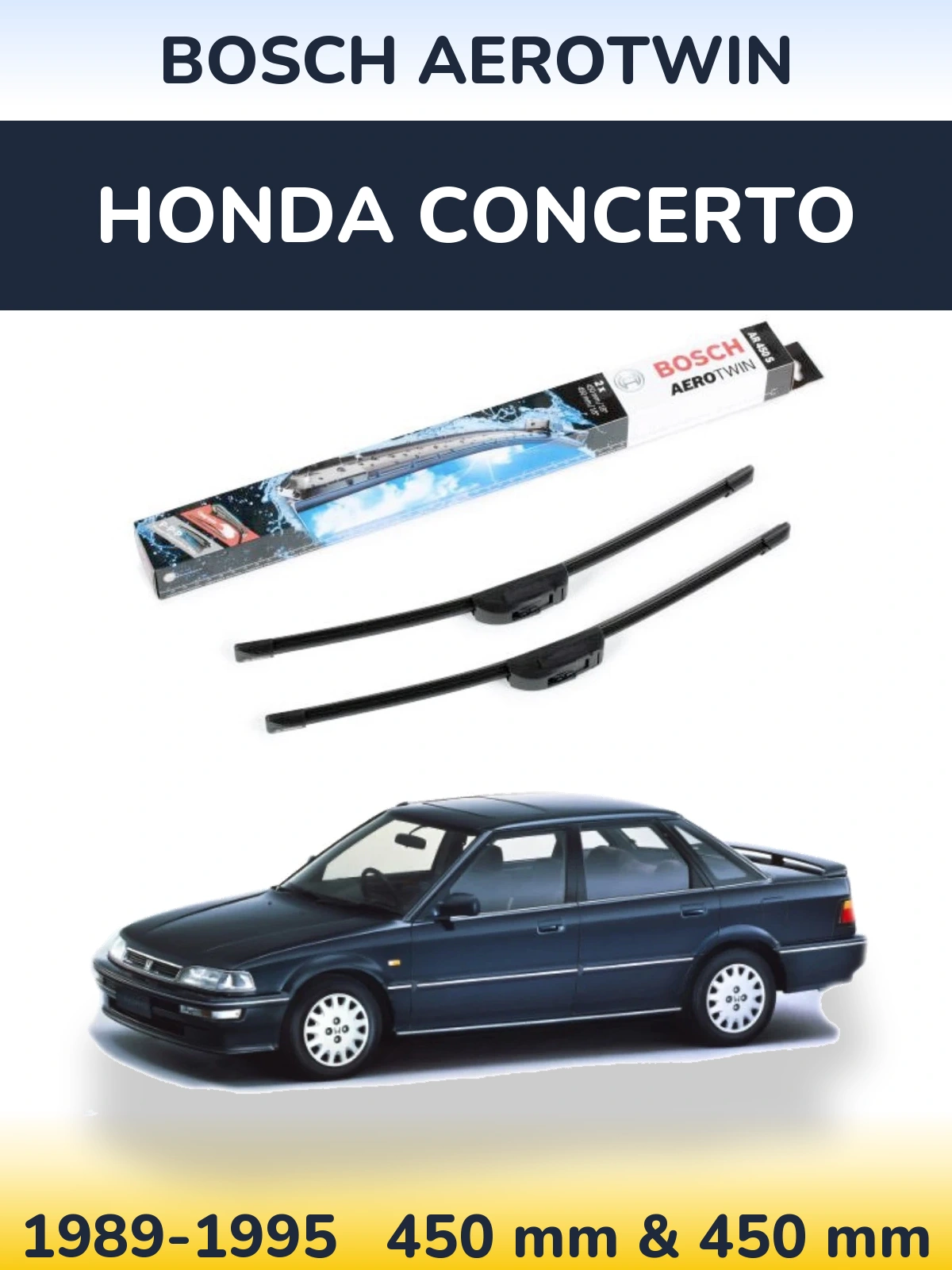 Комплект передних дворников BOSCH AeroTwin 450 & 450 мм для Honda Concerto 1989-1995