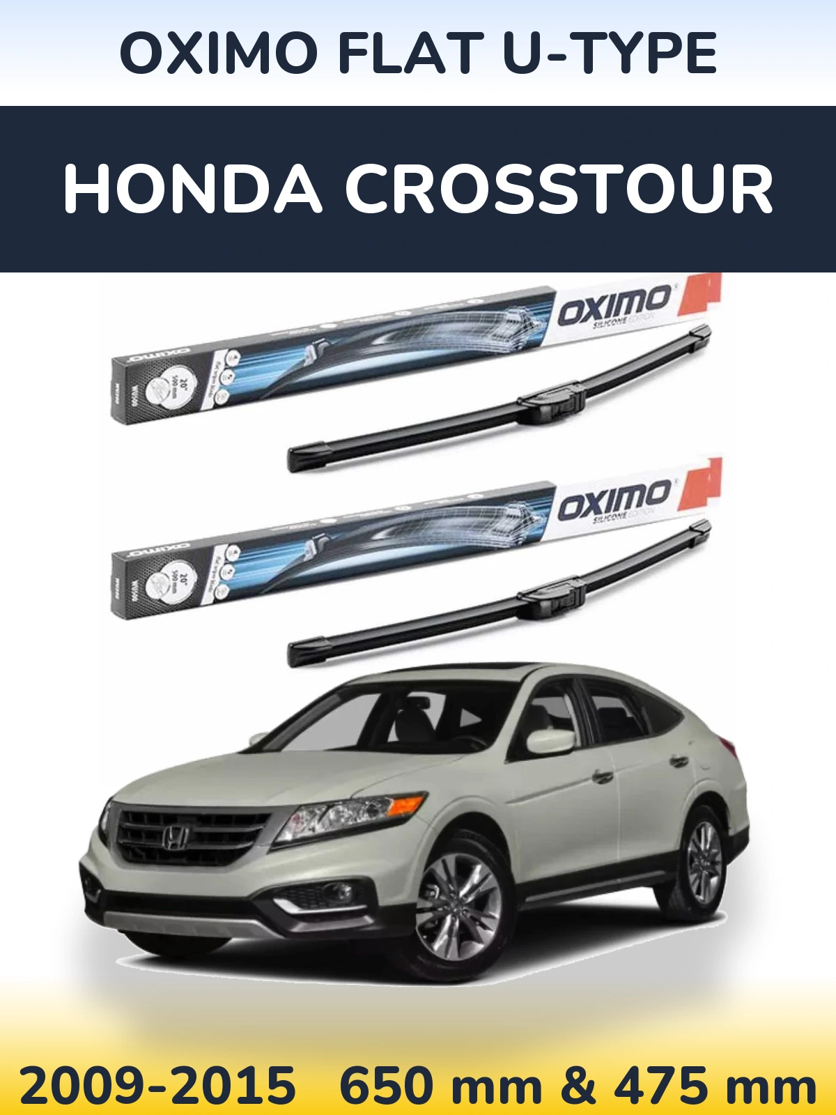 Комплект передних дворников Oximo Flat U-type 650 & 475 мм для Honda Crosstour 2009-2015
