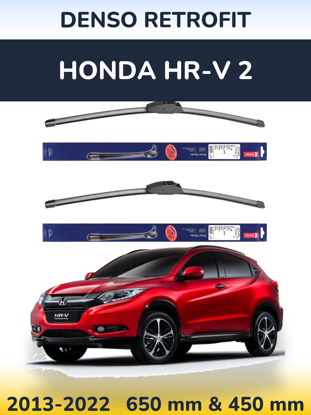 Komplet przednich wycieraczek Denso Retrofit 650 & 450 mm do Honda HR-V 2 2013-2022