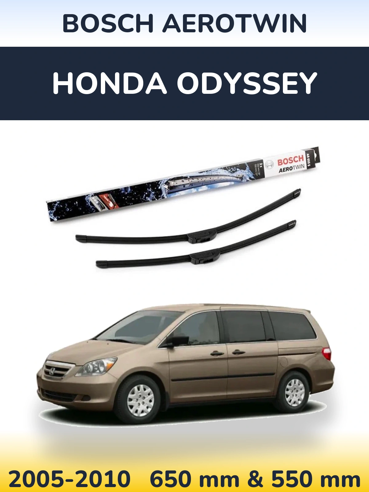 Комплект передніх щіток BOSCH AeroTwin 650 & 550 мм для Honda Odyssey 2005-2010