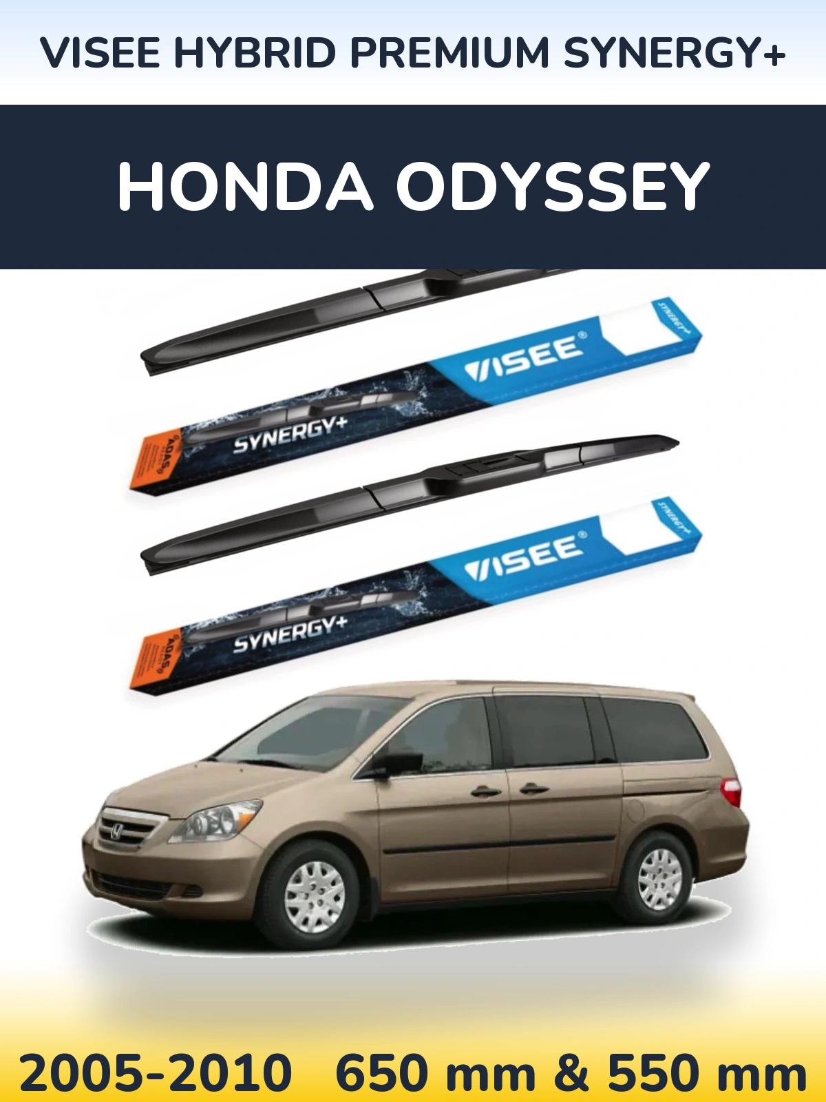 Комплект передніх щіток VISEE HYBRID PREMIUM SYNERGY+ 650 & 550 мм для Honda Odyssey 2005-2010