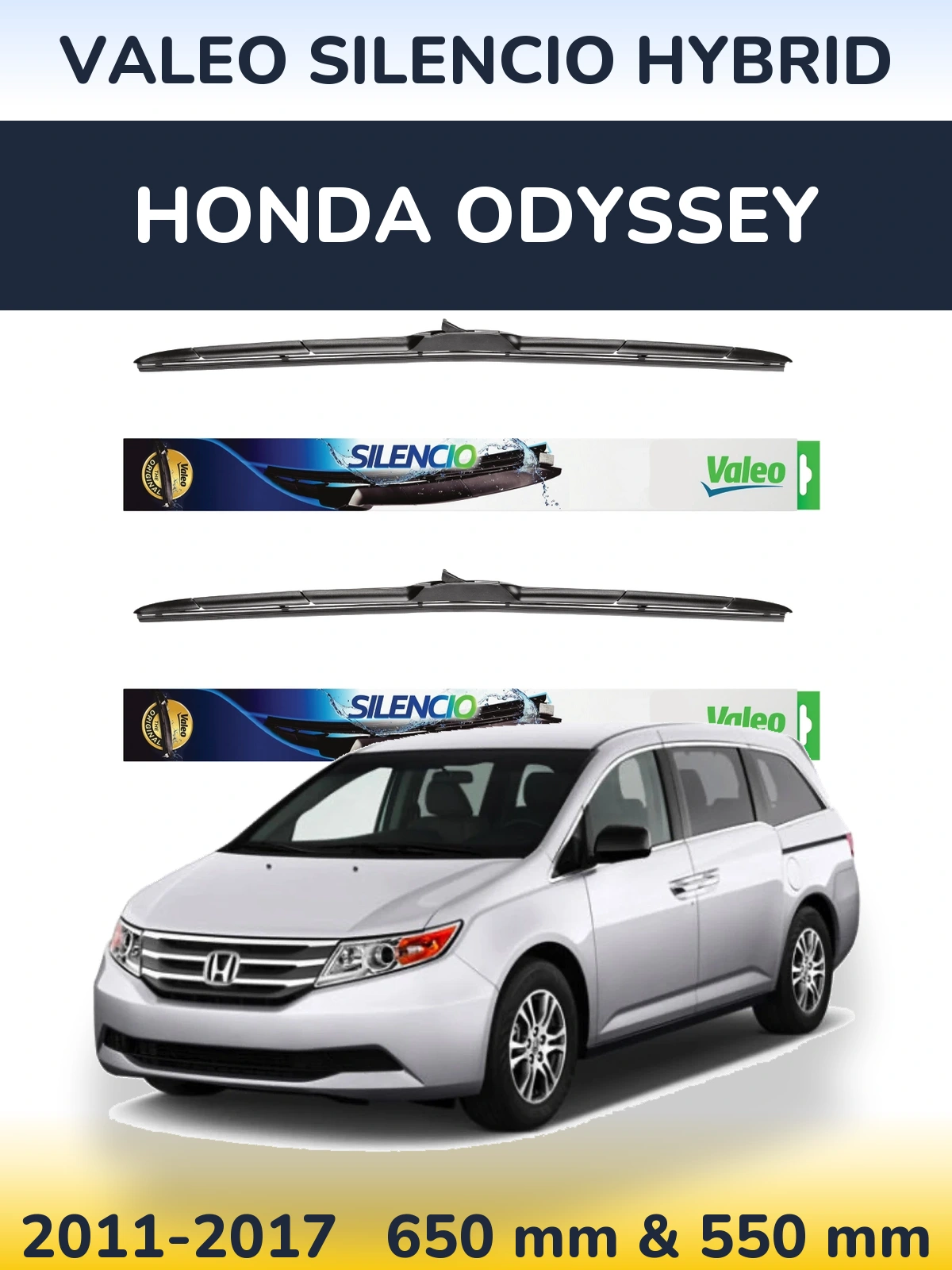 Комплект передніх щіток Valeo Silencio Hybrid 650 & 550 мм для Honda Odyssey 2011-2017