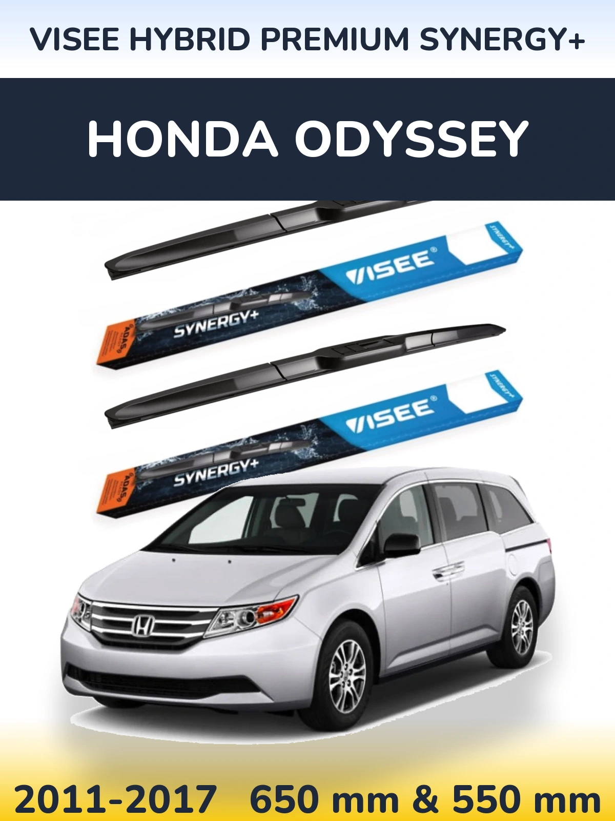 Комплект передніх щіток VISEE HYBRID PREMIUM SYNERGY+ 650 & 550 мм для Honda Odyssey 2011-2017