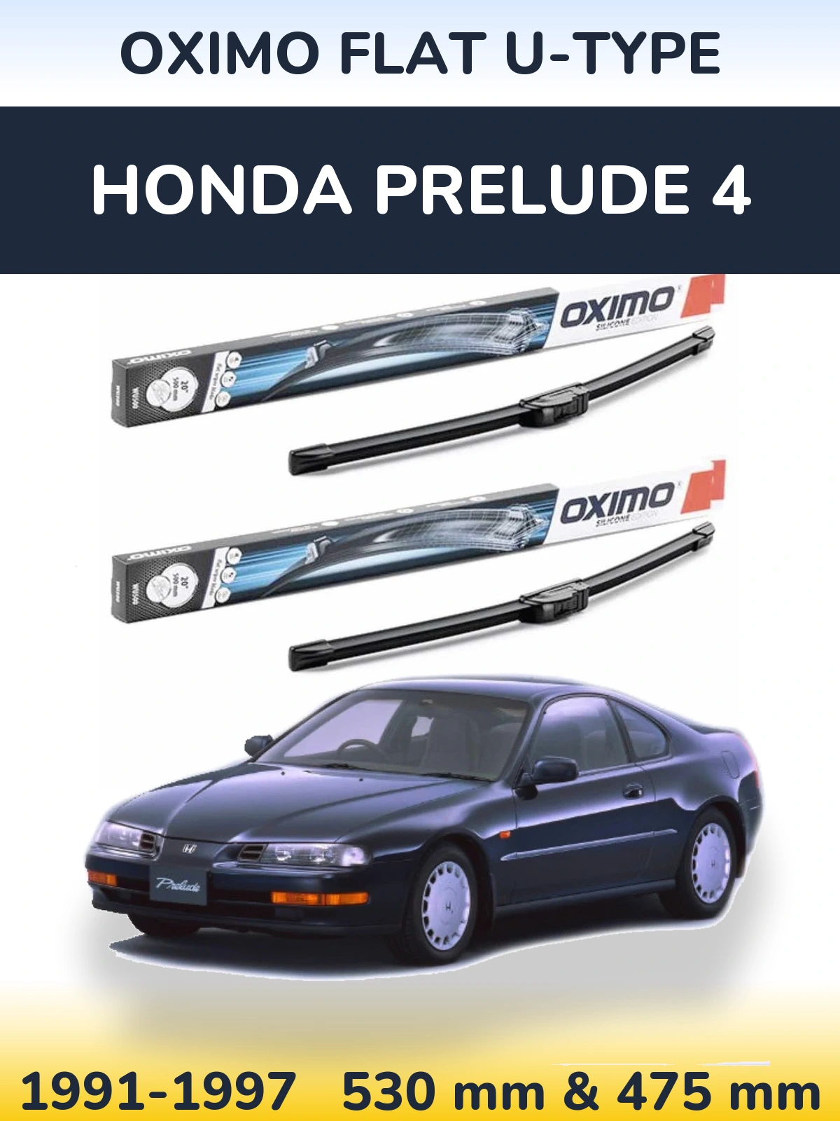 Komplet przednich wycieraczek Oximo Flat U-type 530 & 475 mm do Honda Prelude 4 1991-1997