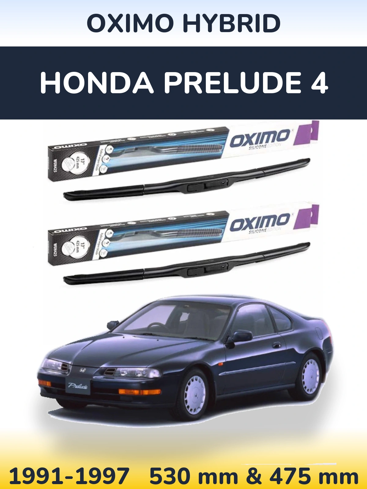Komplet przednich wycieraczek Oximo Hybrid 530 & 475 mm do Honda Prelude 4 1991-1997