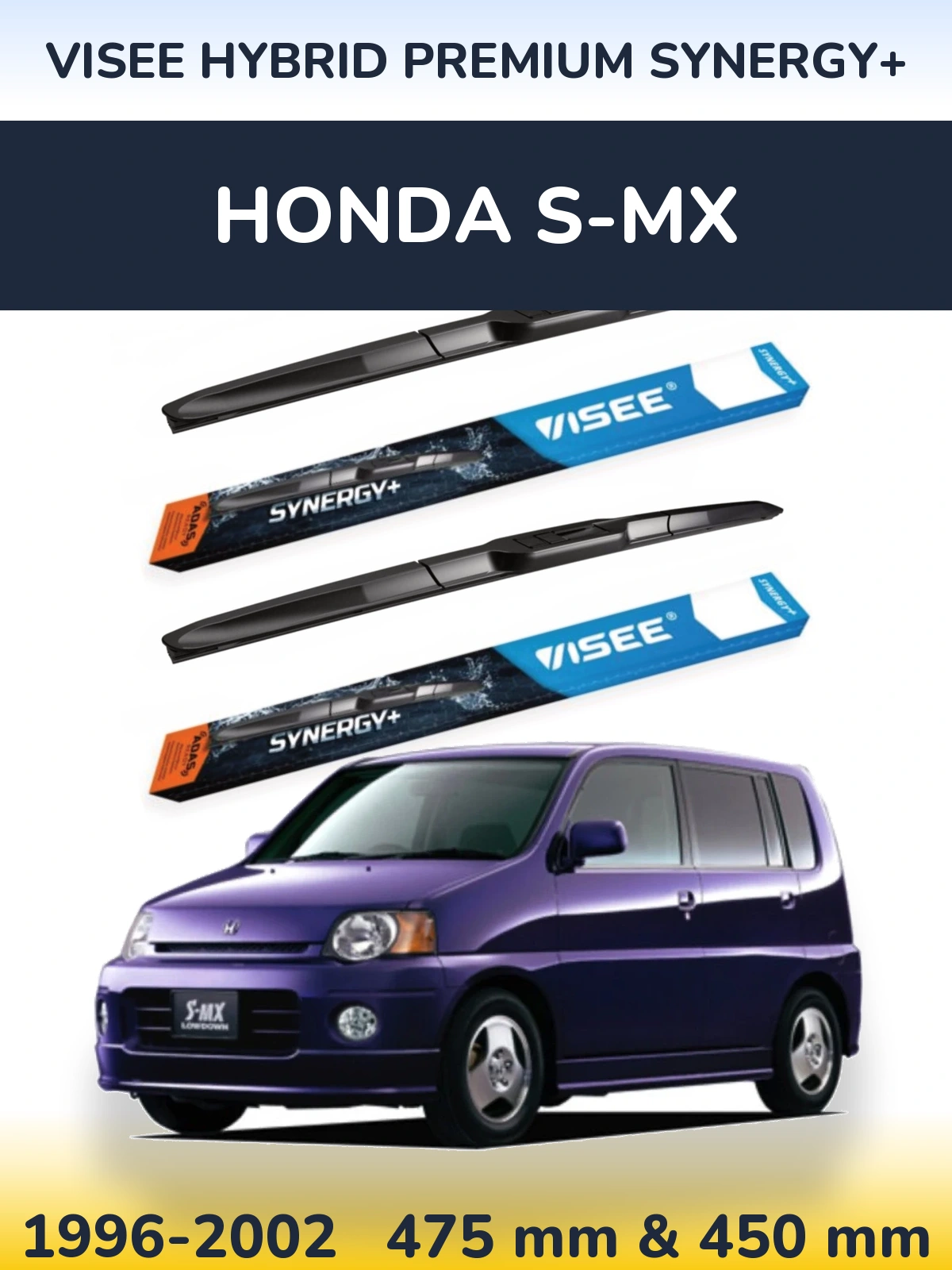Комплект передних дворников VISEE HYBRID PREMIUM SYNERGY+ 475 & 450 мм для Honda S-MX 1996-2002