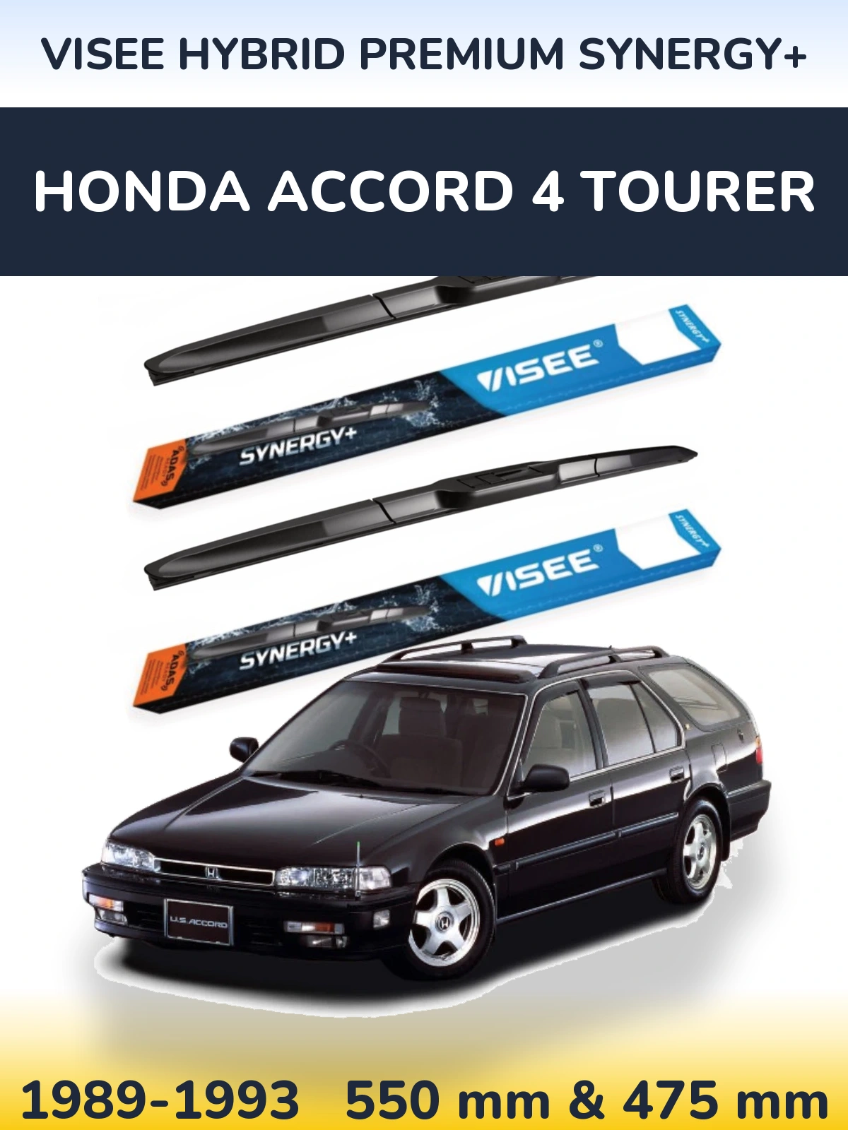 Komplet przednich wycieraczek VISEE HYBRID PREMIUM SYNERGY+ 550 & 475 mm do Honda Accord 4 Tourer 1989-1993