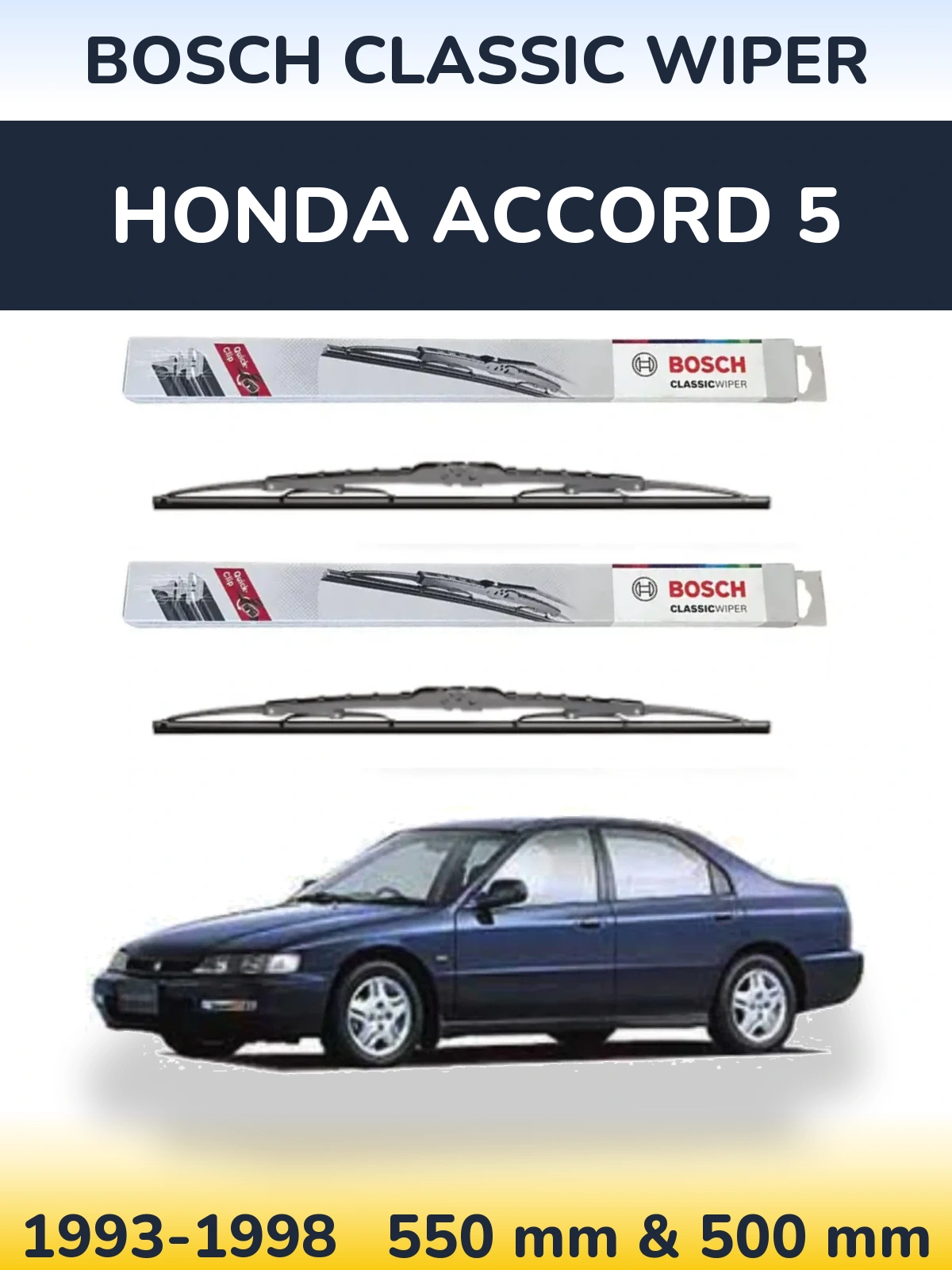 Комплект передних дворников BOSCH Classic Wiper 550 & 500 мм для Honda Accord 5 1993-1998
