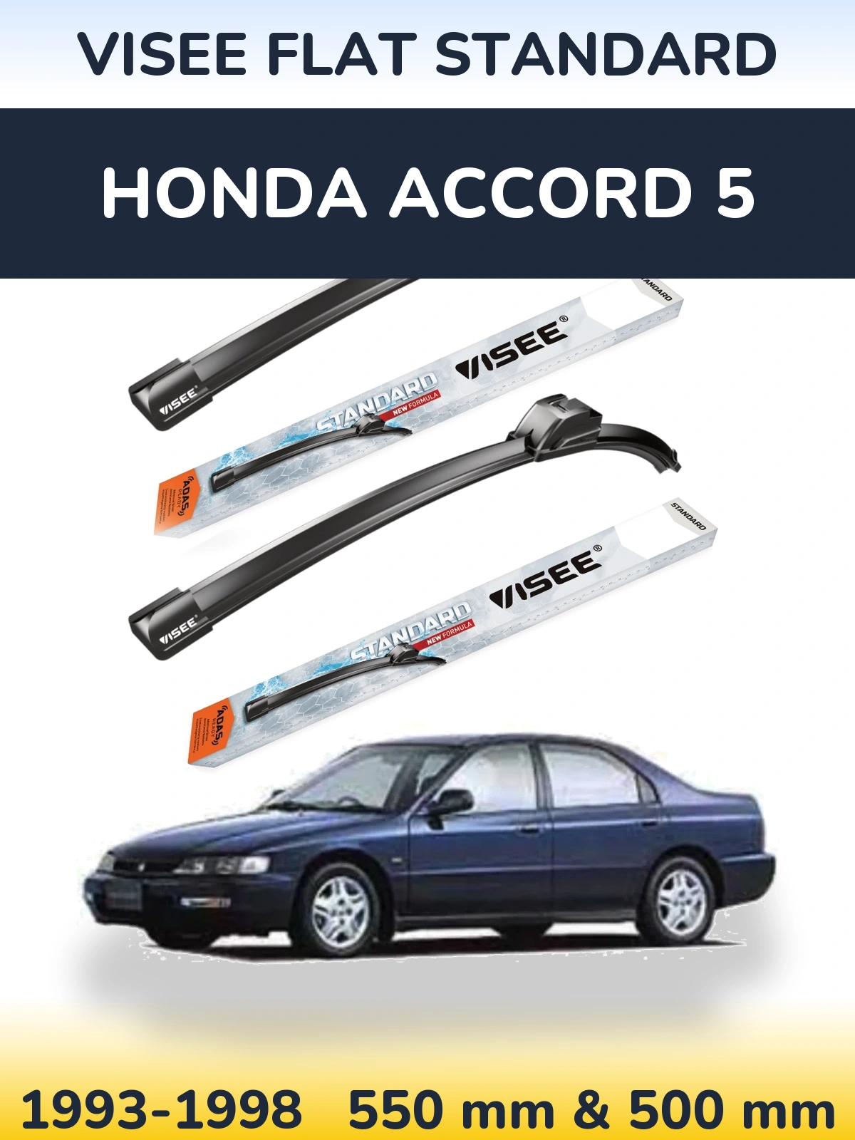 Комплект передніх щіток VISEE FLAT STANDARD 550 & 500 мм для Honda Accord 5 1993-1998